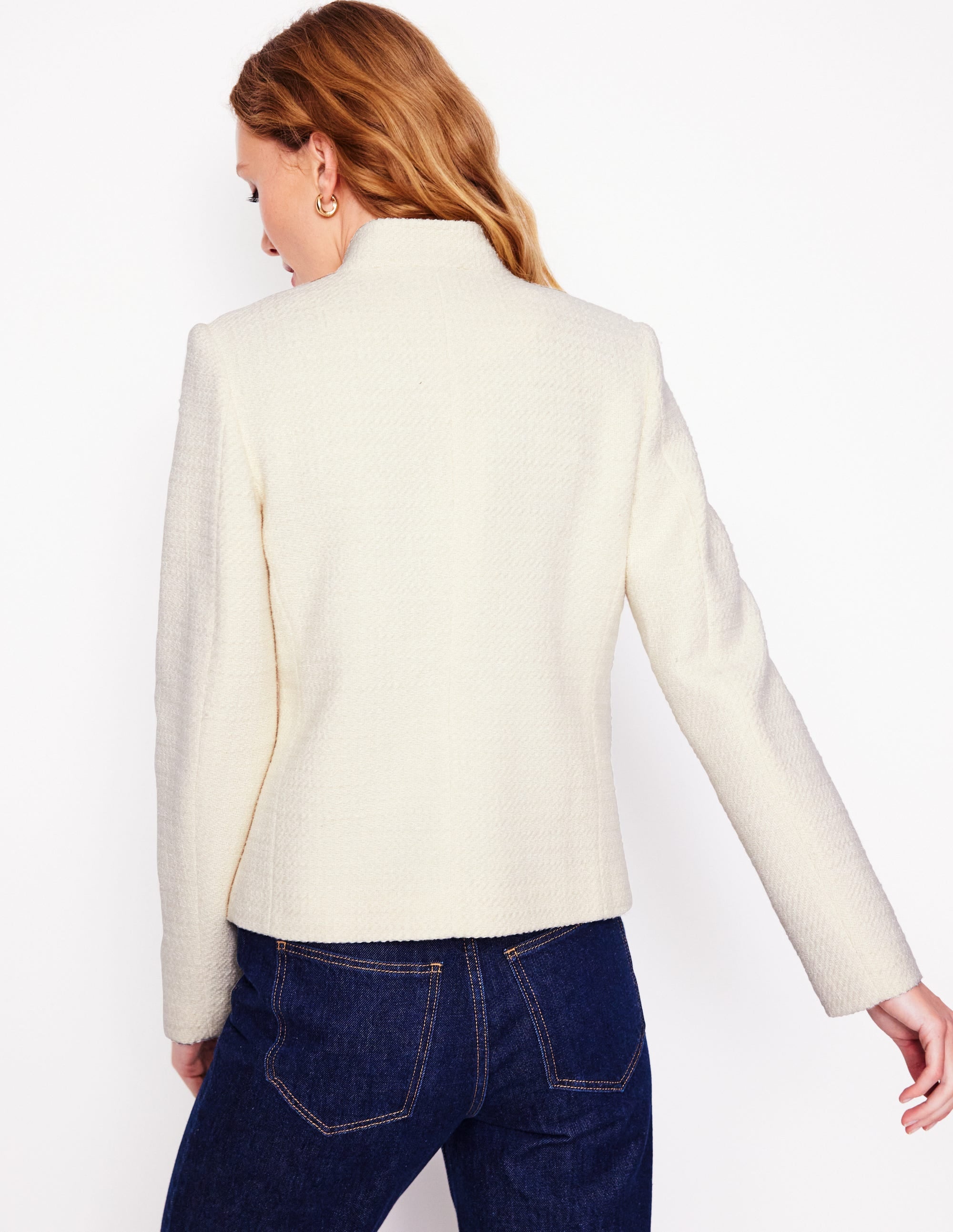 Textured Button Jacket-Ivory - Image 3