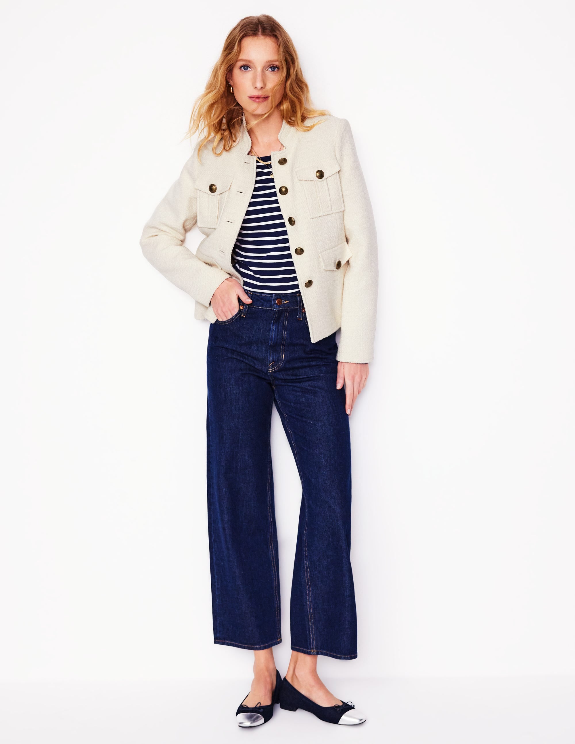 Textured Button Jacket-Ivory - Image 4