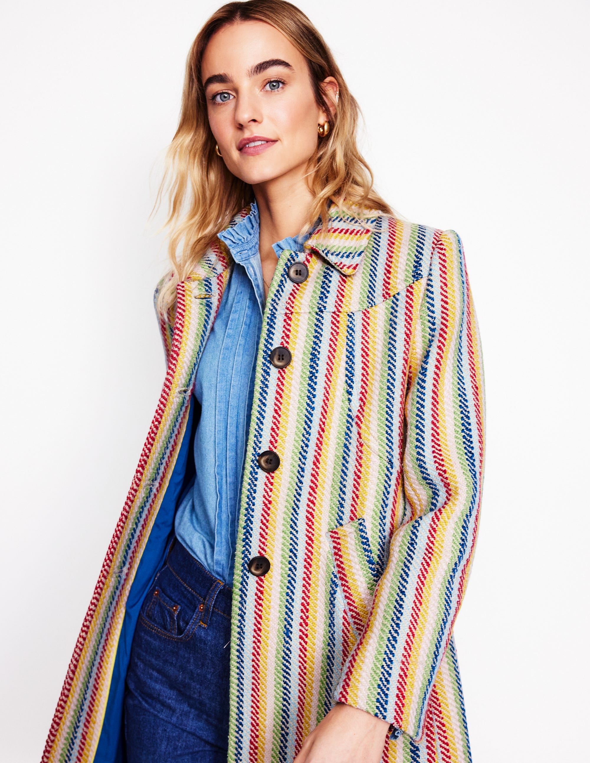 Lincoln Stripe Coat-Rainbow Twill Stripe - Image 1