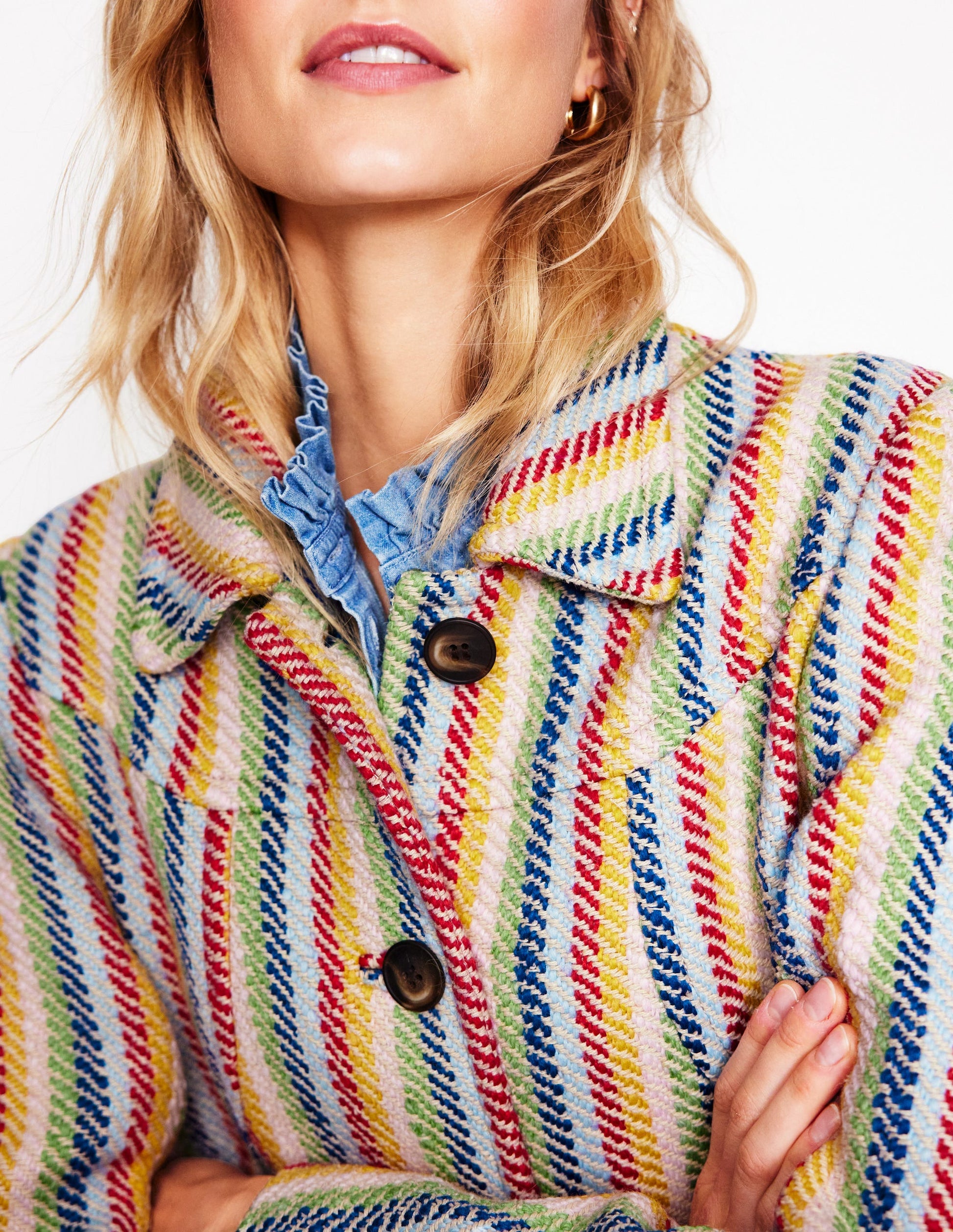 Lincoln Stripe Coat-Rainbow Twill Stripe-2