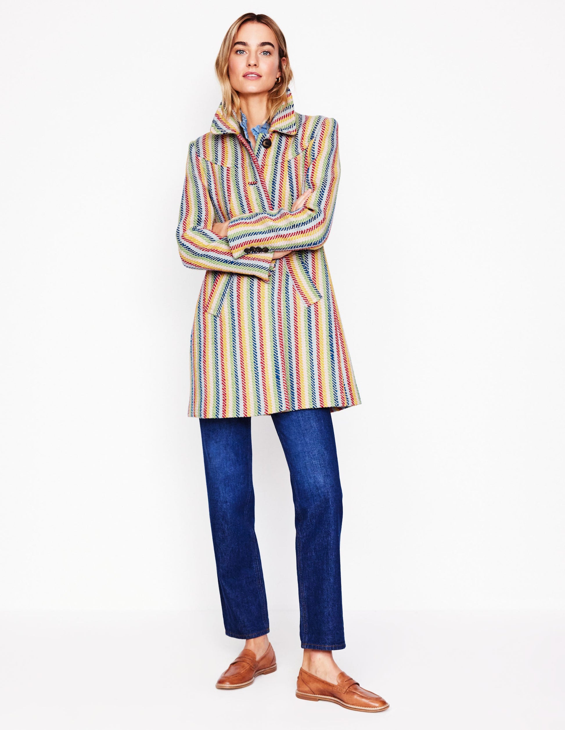 Lincoln Stripe Coat-Rainbow Twill Stripe-4
