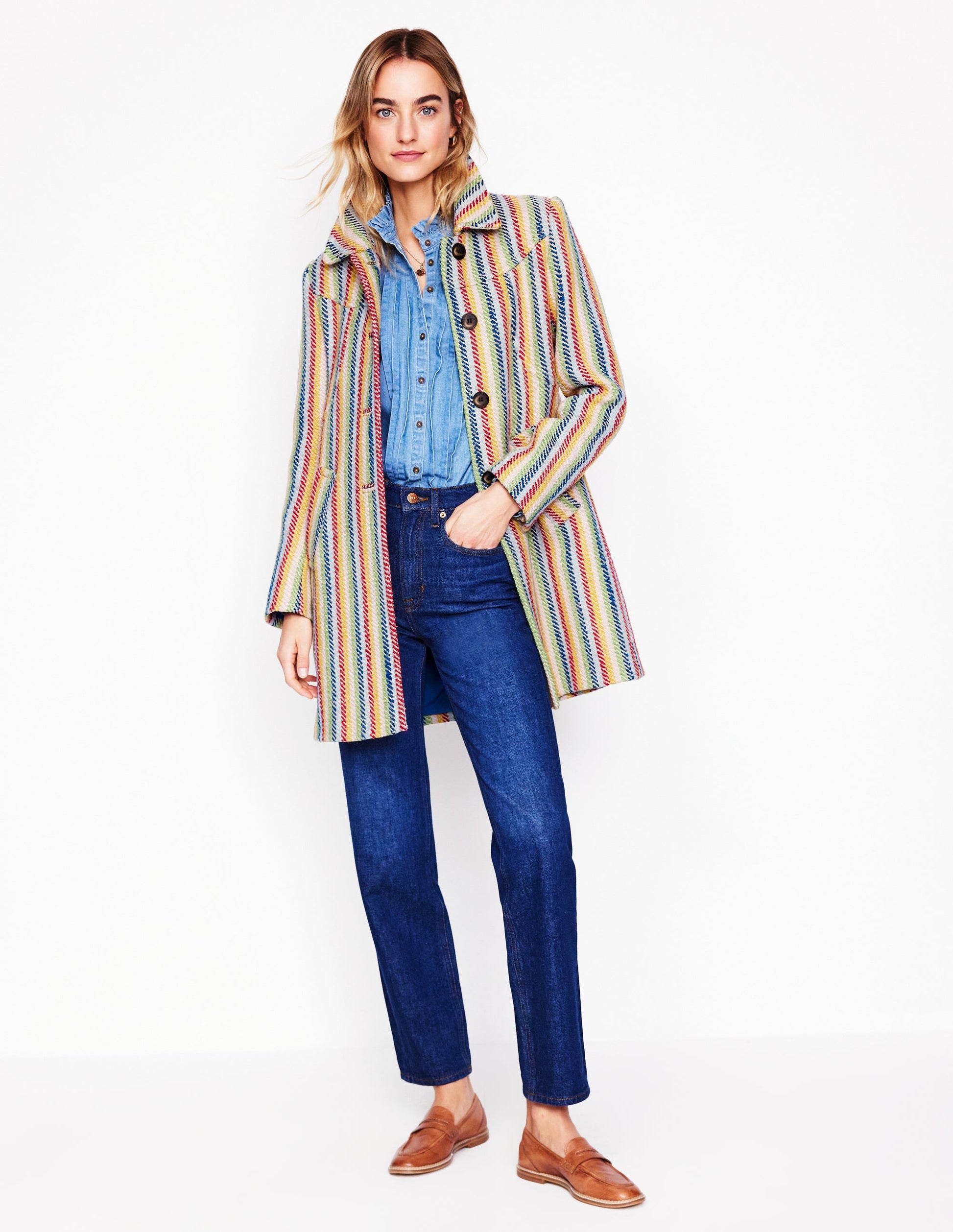 Lincoln Stripe Coat-Rainbow Twill Stripe-5
