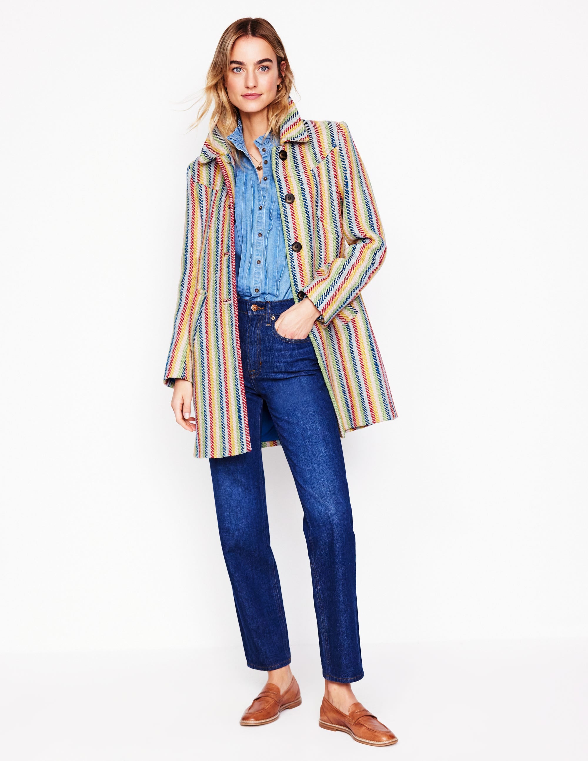 Lincoln Stripe Coat-Rainbow Twill Stripe - Image 5