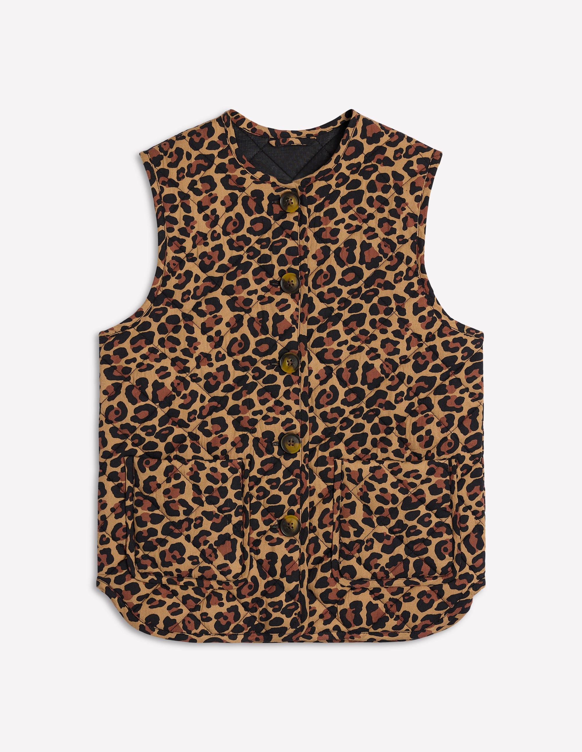 Printed Quilted Gilet-Leopard - Image 5