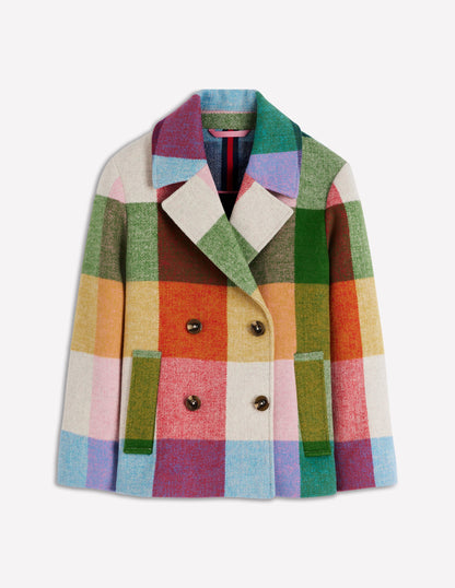 Revere Collar Wool Coat-Giant Multigingham-7