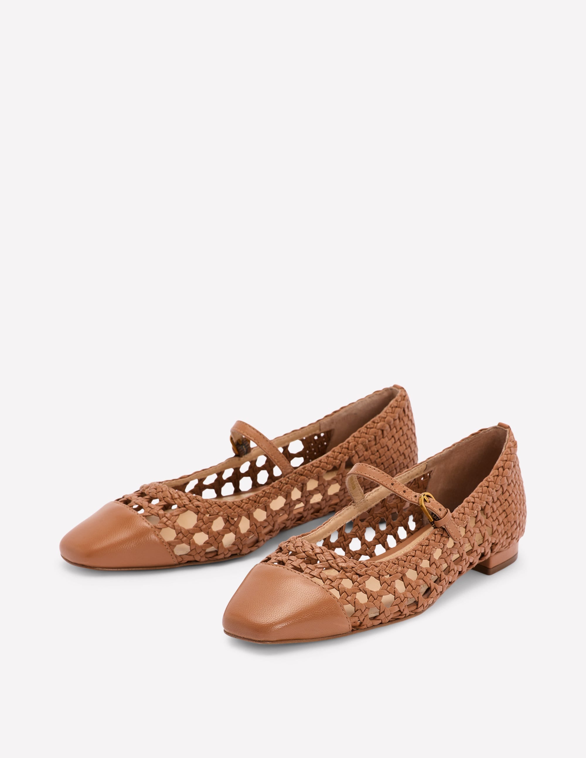 Penelope Mary Jane Flat-Tan Weave - Image 3