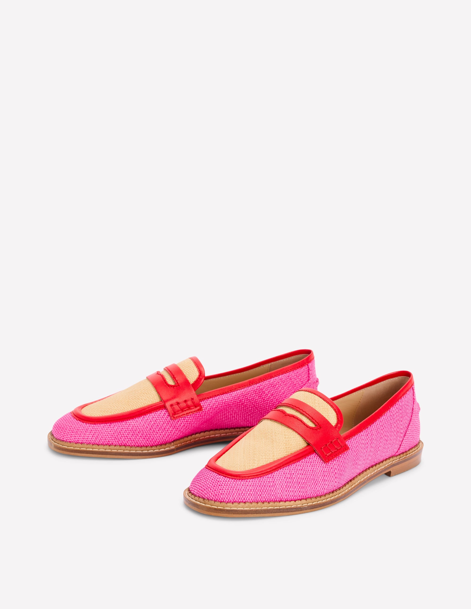 Nya Penny Loafers-Pink/Natural Colourblock - Image 3
