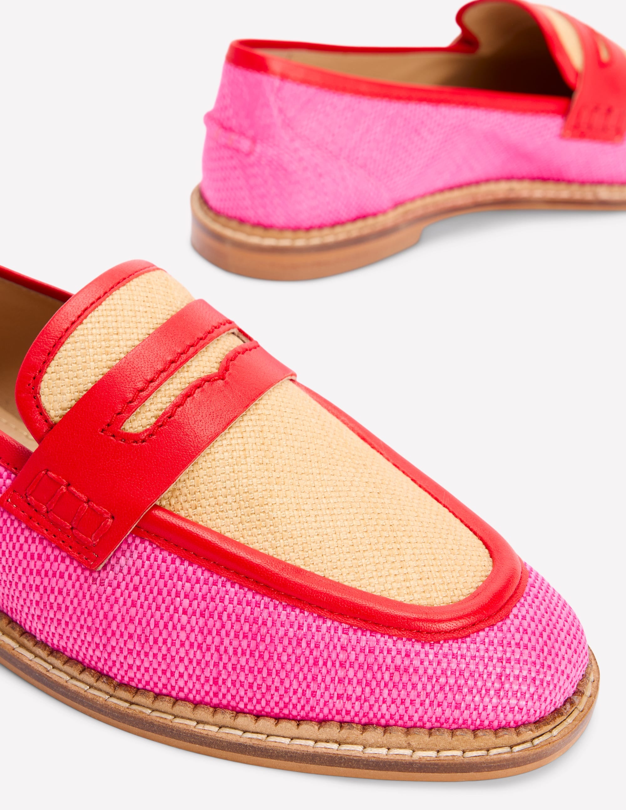 Nya Penny Loafers-Pink/Natural Colourblock - Image 4