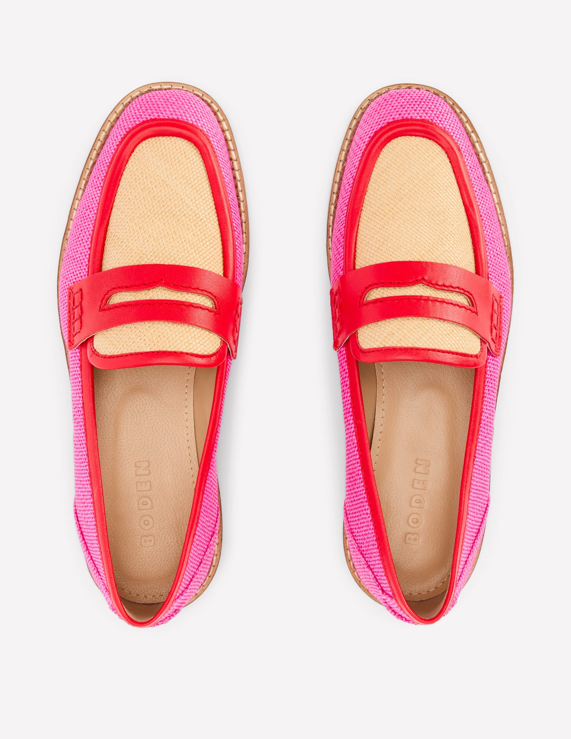 Nya Penny Loafers-Pink/Natural Colourblock - Image 5
