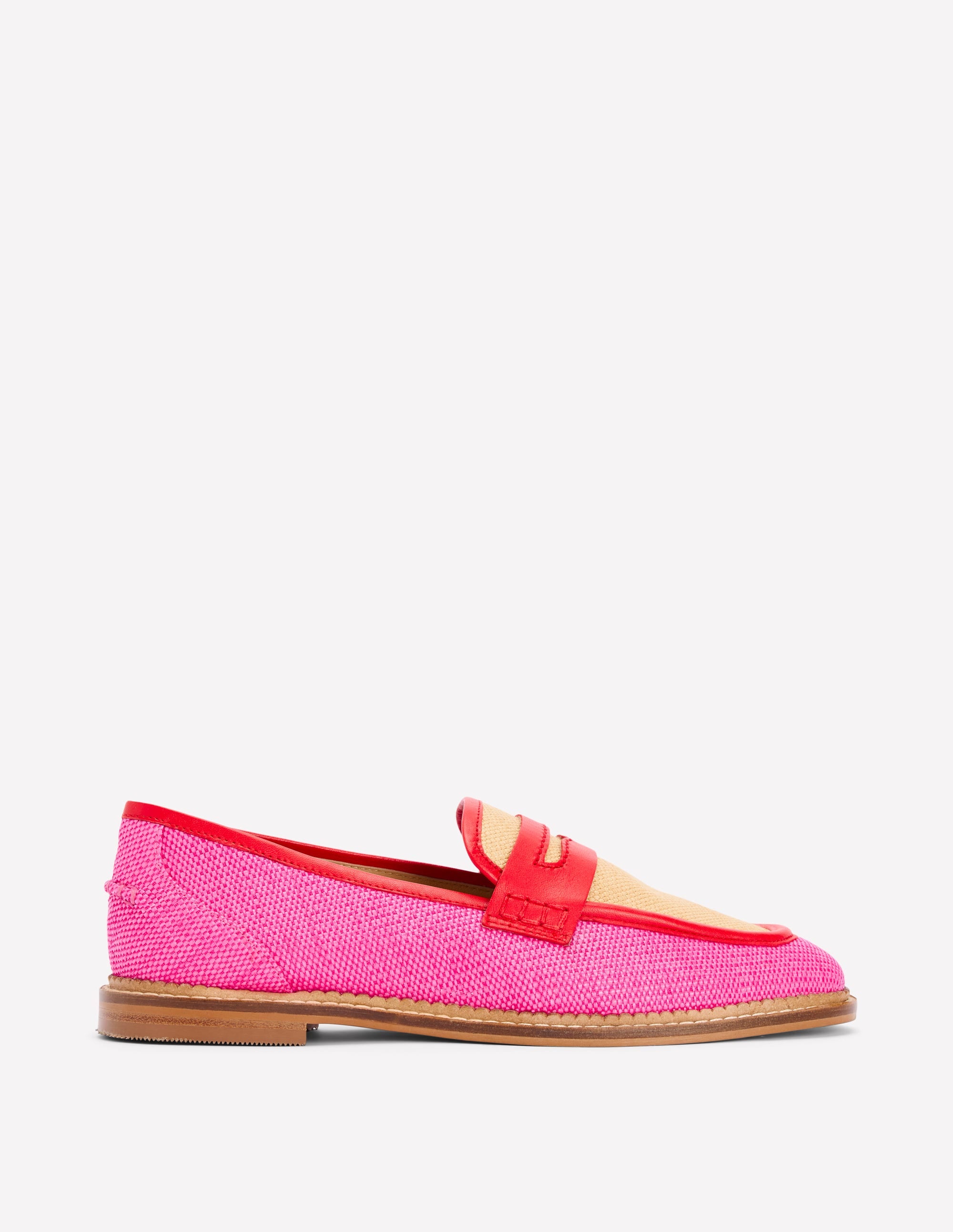 Nya Penny Loafers-Pink/Natural Colourblock - Image 1