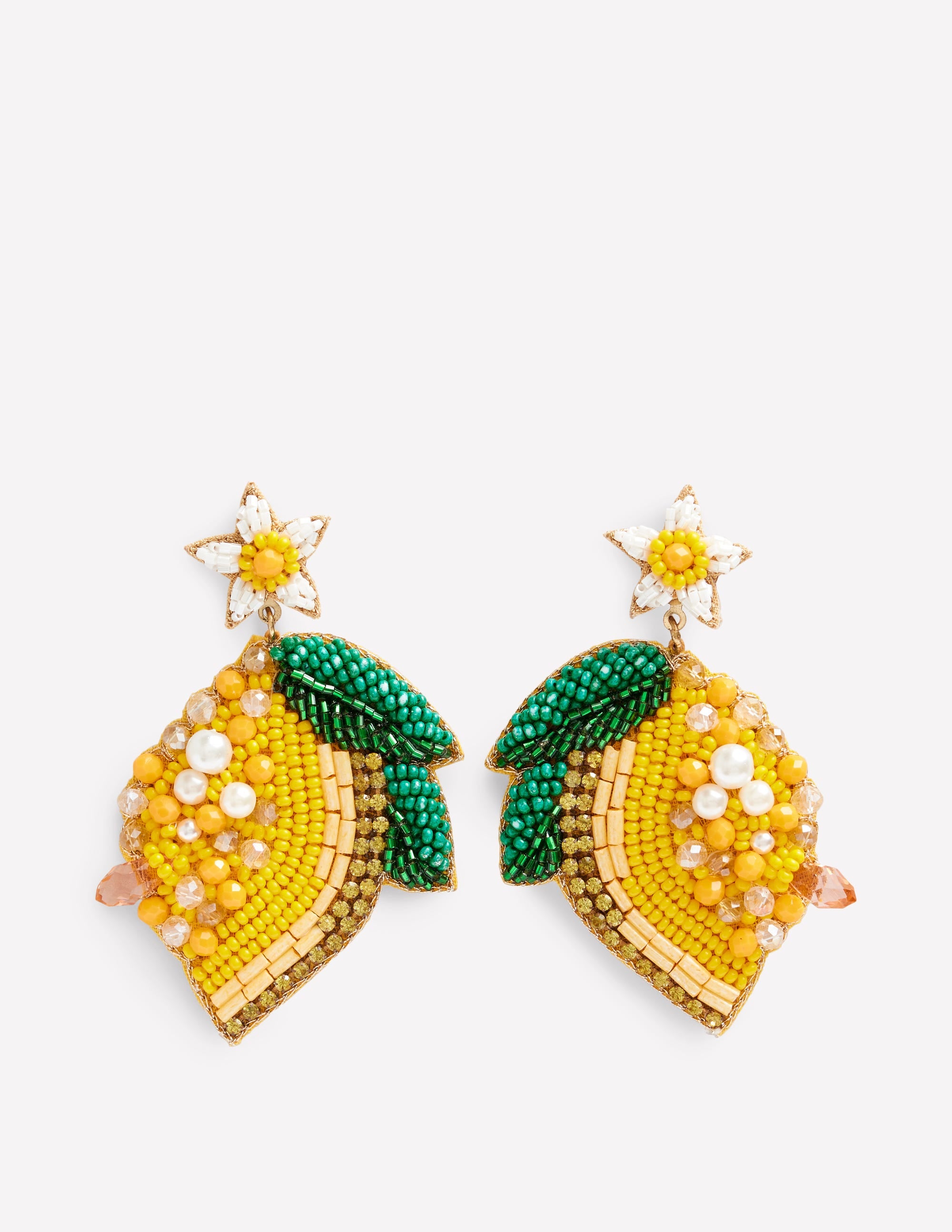 Beady Motif Earrings-Lemon - Image 2