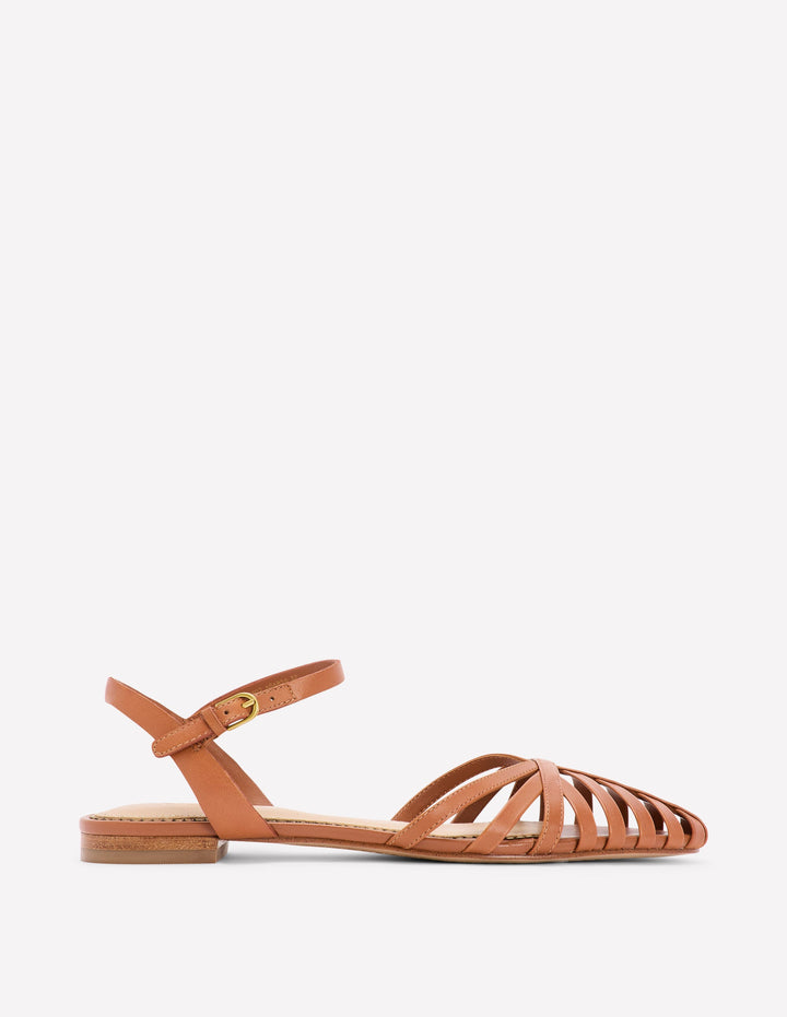 Multi Strap Pointed Sandals-Tan