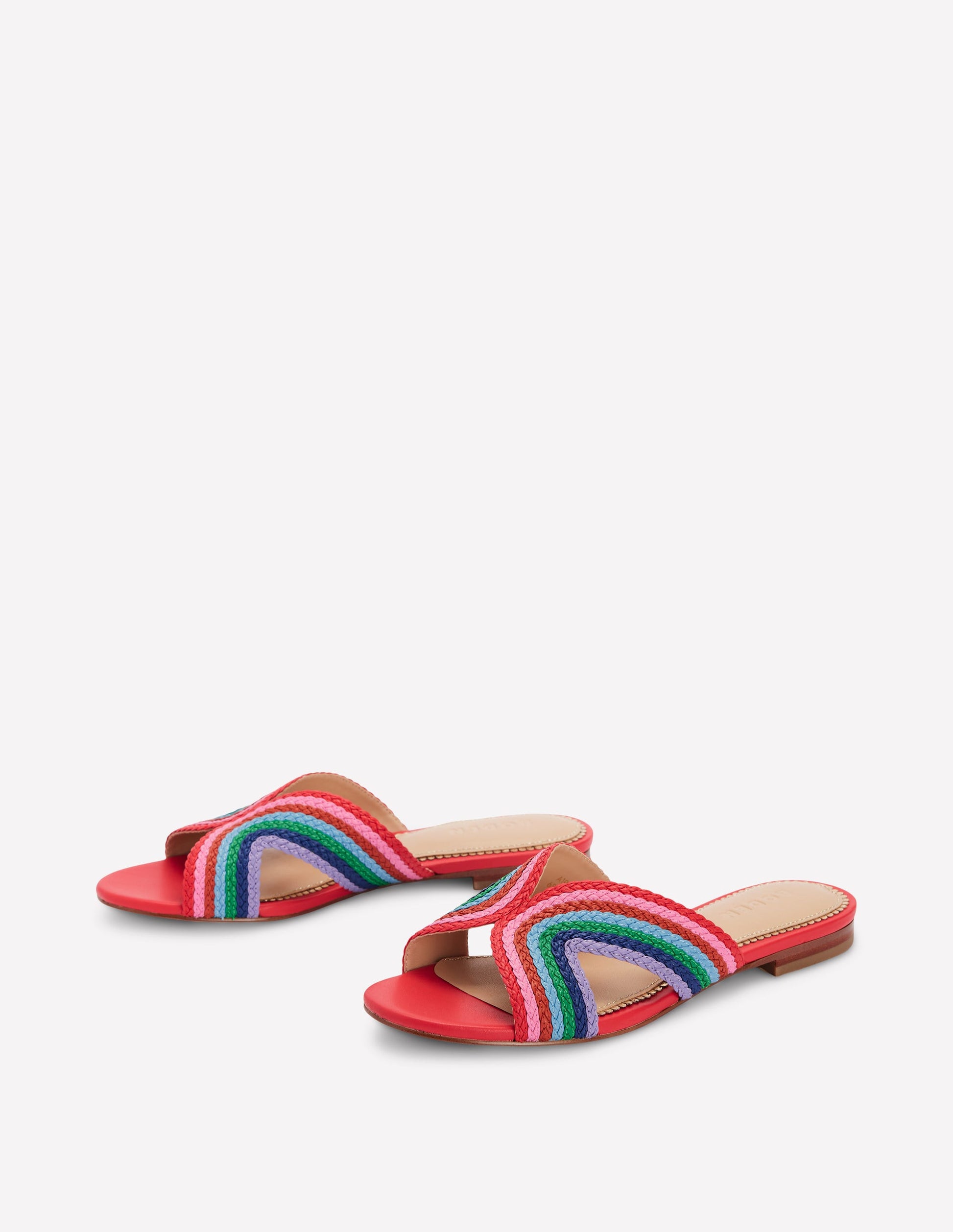 Striped Flat Sandals-Red, Multi-3