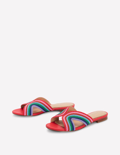 Striped Flat Sandals-Red, Multi-3
