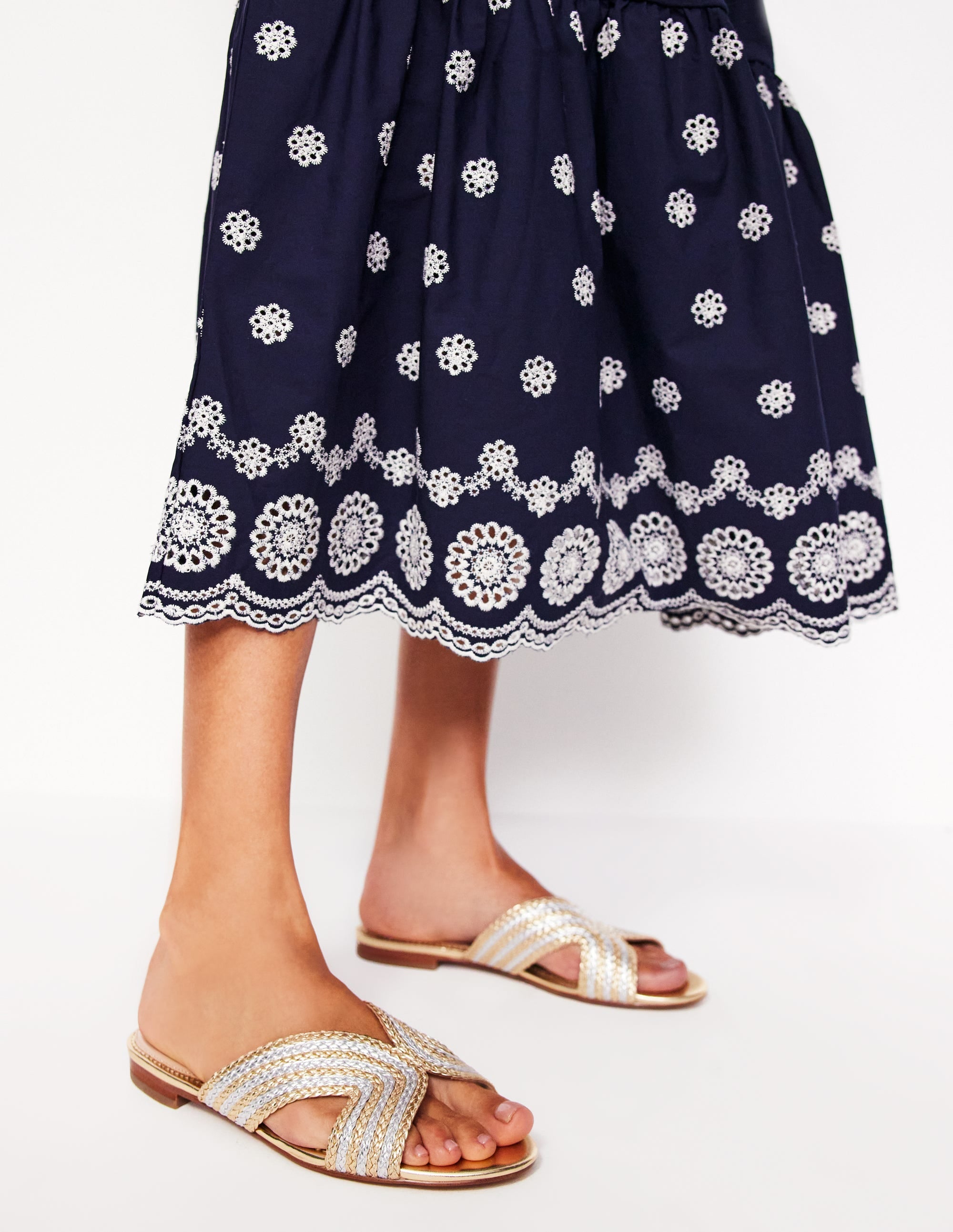 Striped Flat Sandals-Gold/Silver - Image 2