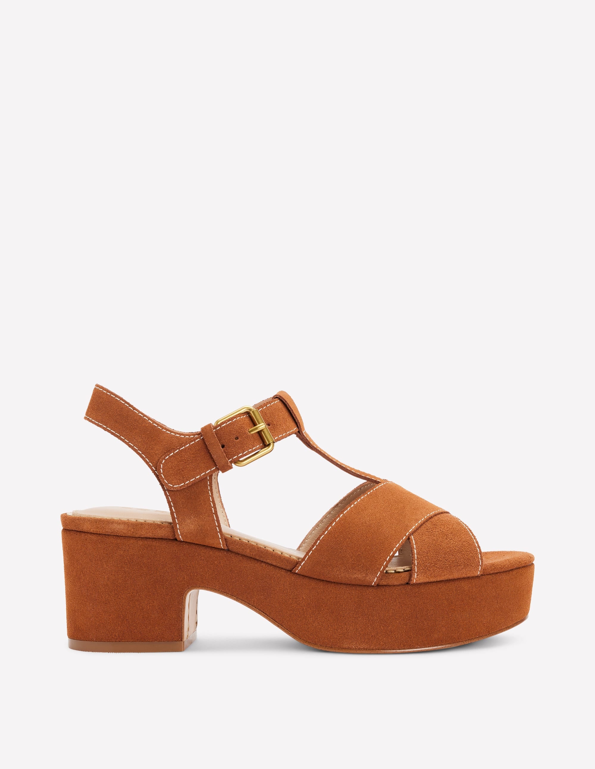 Cut Out Wedge Sandal-Tan - Image 1