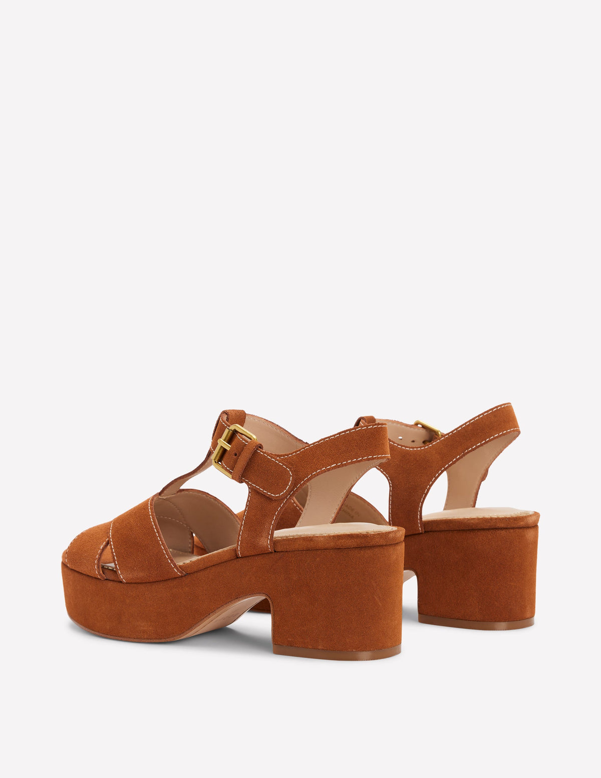 Cut Out Wedge Sandal-Tan - Image 4