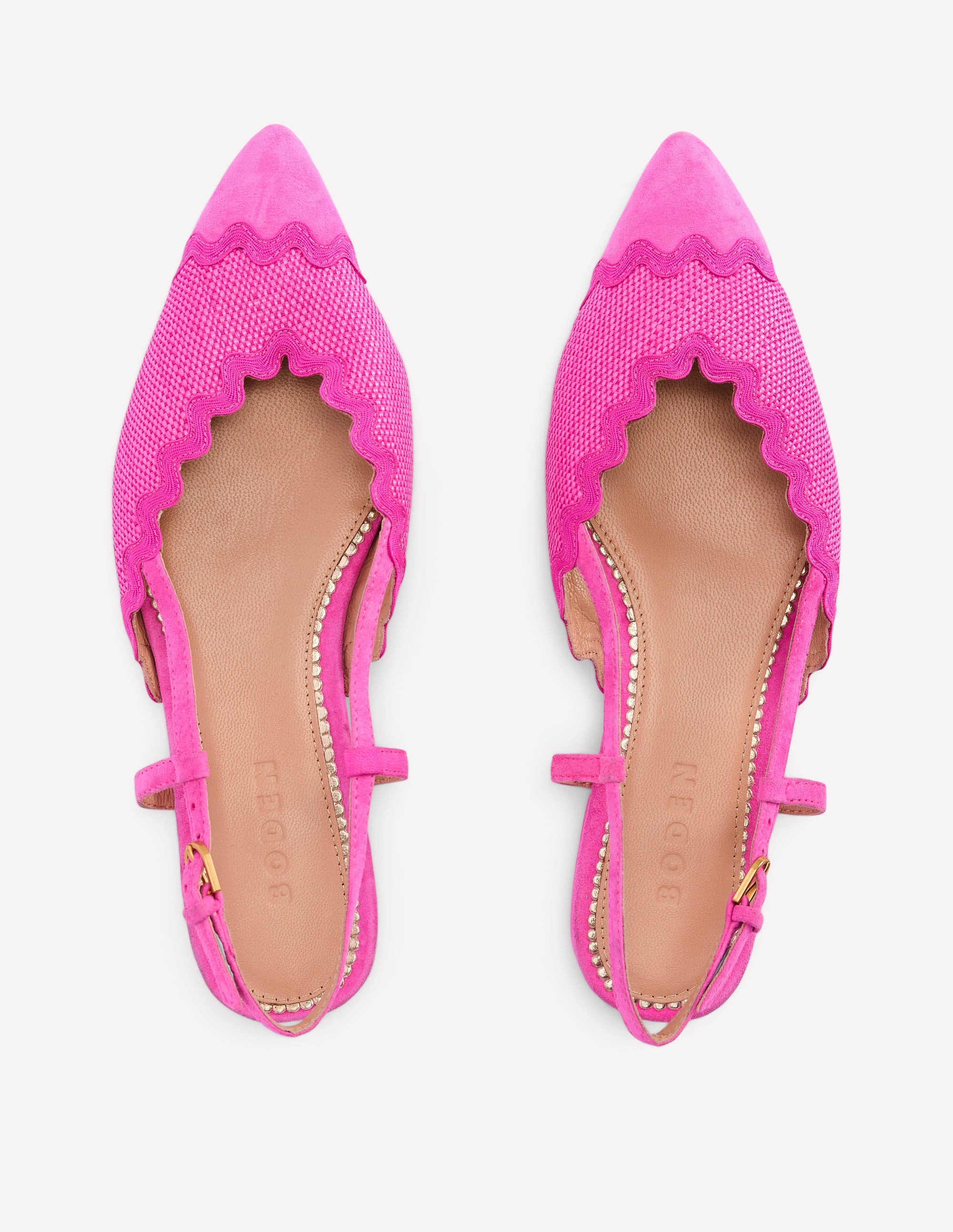 Ric Rac Detail Pointed Flats-Festival Pink - Image 5