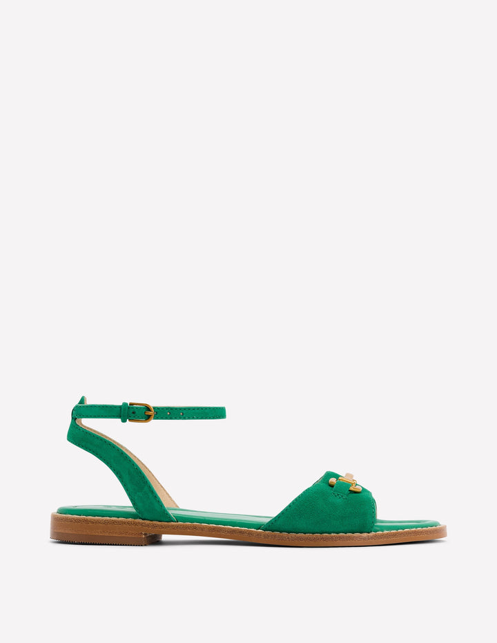 Iris Snaffle Flat Sandals-Rich Emerald