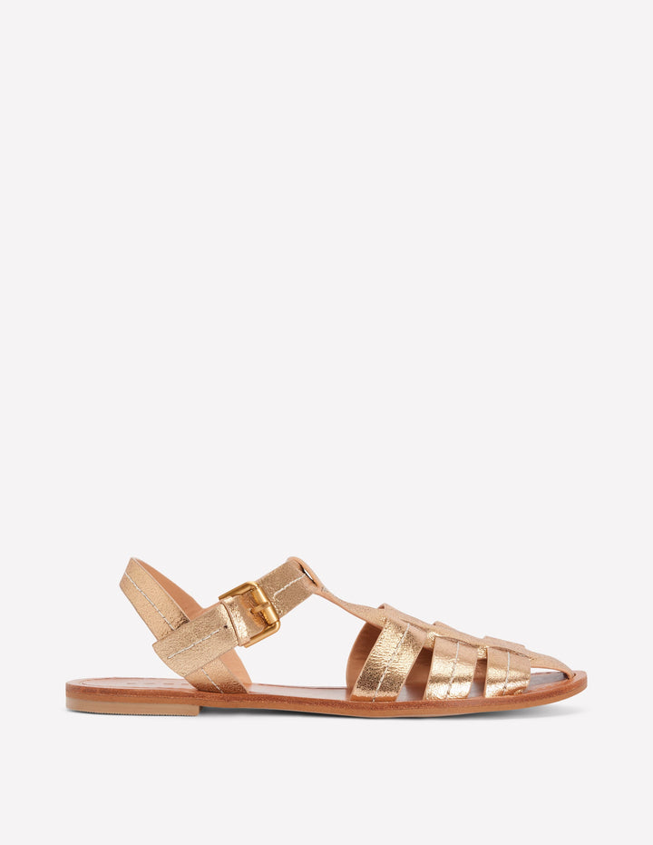 Fisherman Flat Sandals-Gold