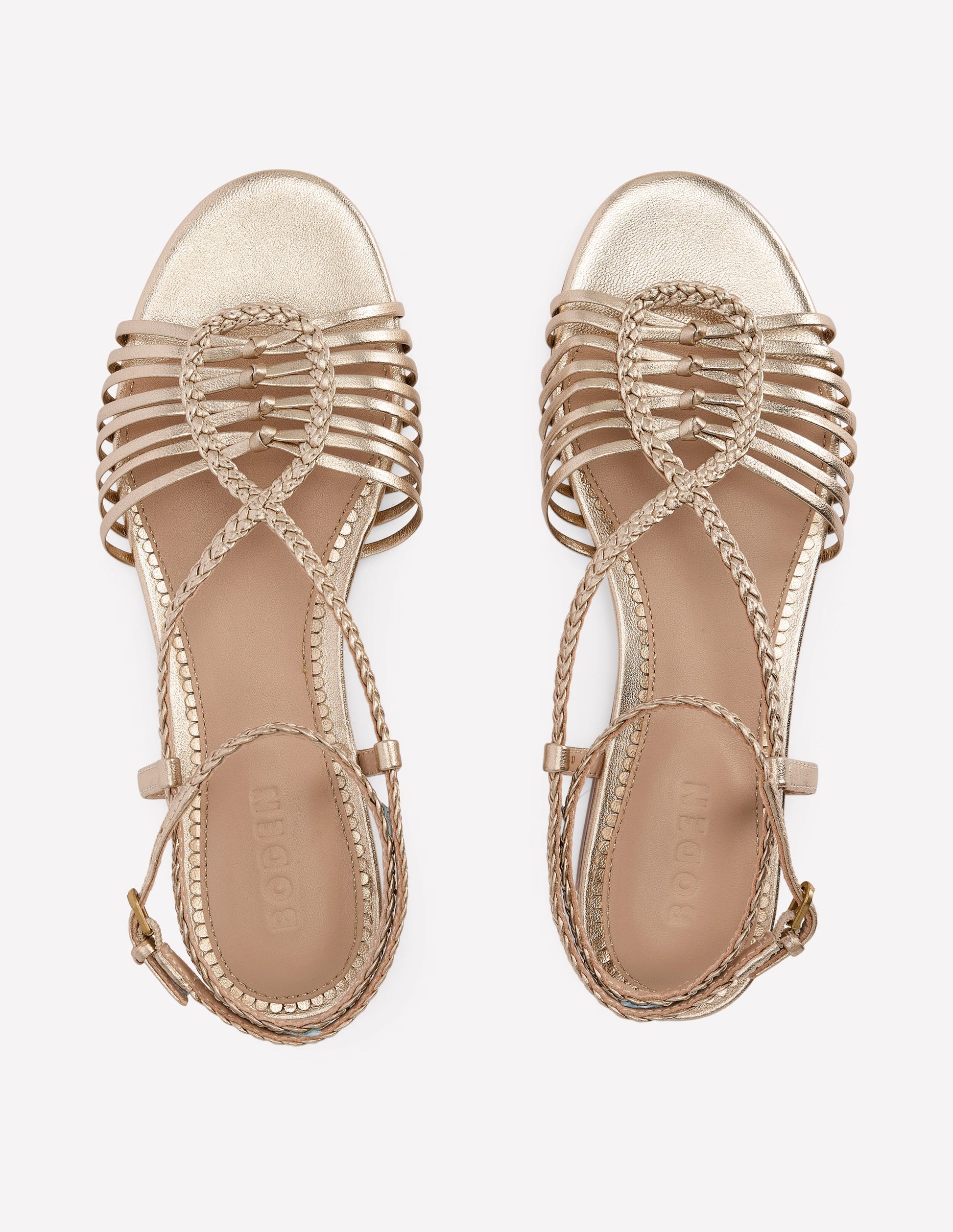 Multi Strap Flat Sandal-Gold Boden UK