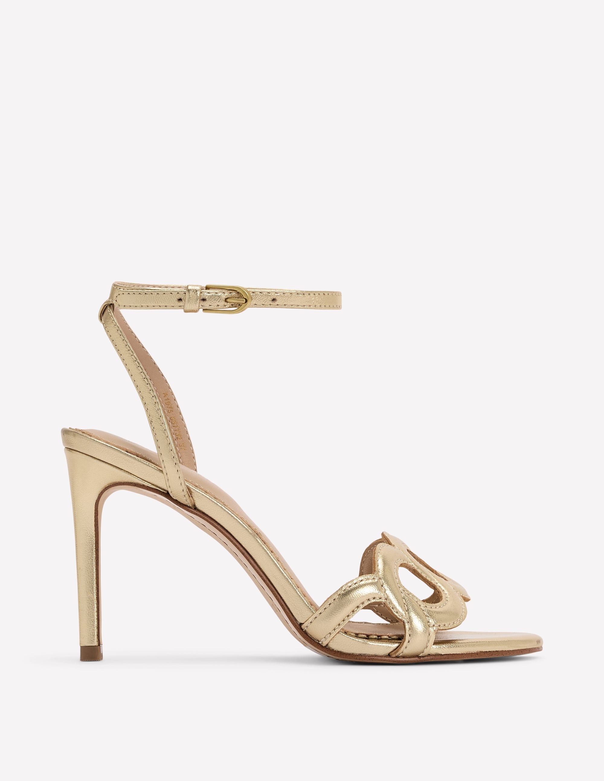 Circle Detail Heeled Sandal-Gold - Image 1
