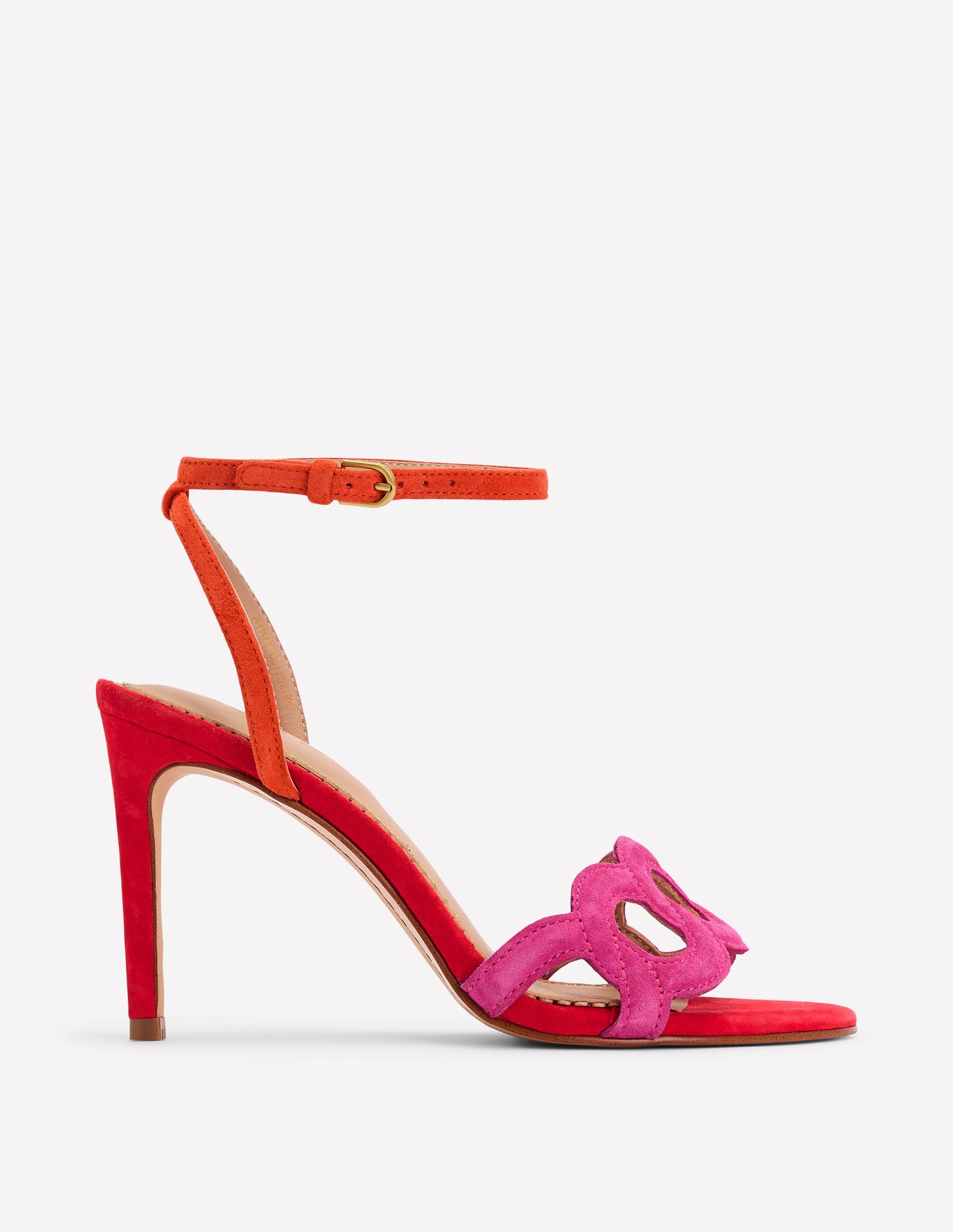 Circle Detail Heeled Sandal-Post Box Red/Sorbet Pink Boden UK