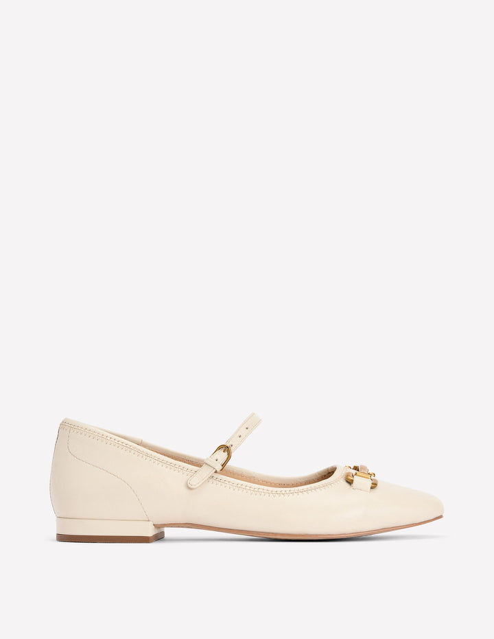Iris Snaffle Mary Jane Flats-Ecru