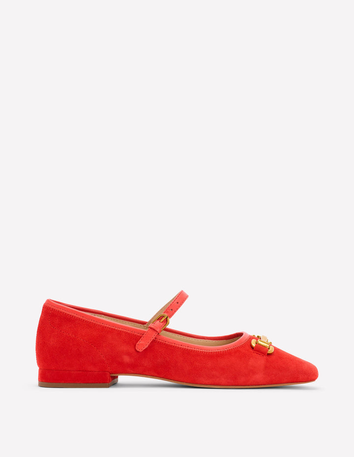 Iris Snaffle Mary Jane Flats-Red