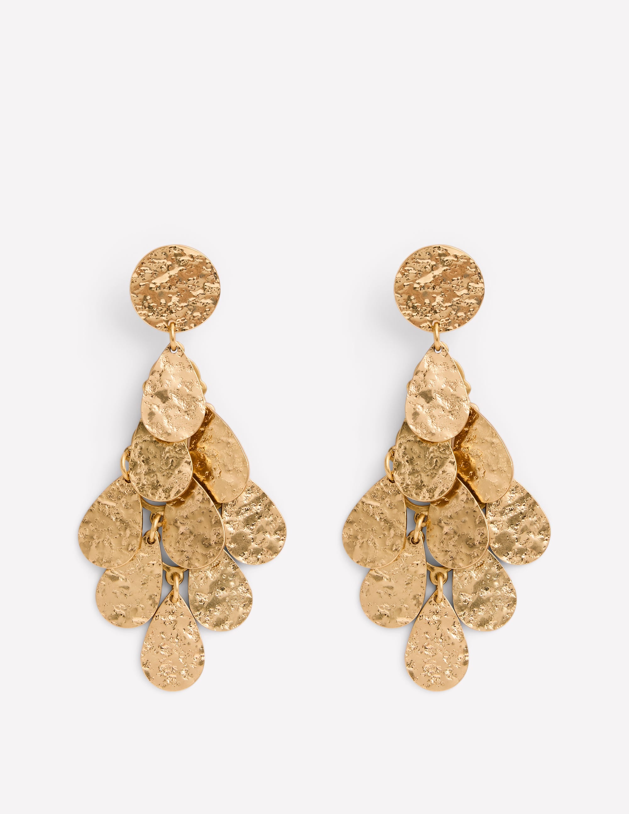 Hammered Teardrop Earrings-Gold - Image 1