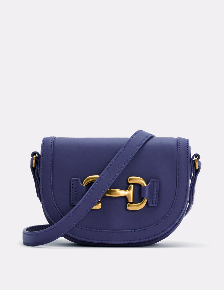 Iris Leather Mini Satchel-Navy