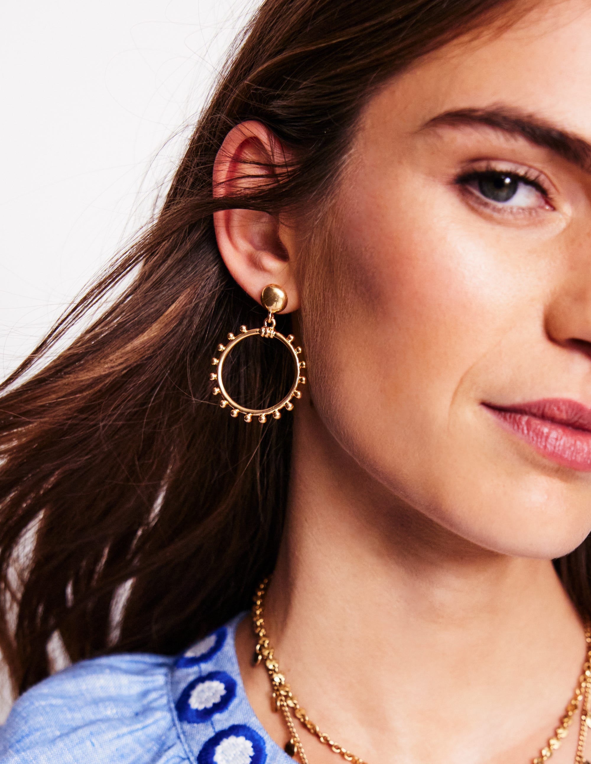 Circle Ring Earrings-Gold Colour - Image 2