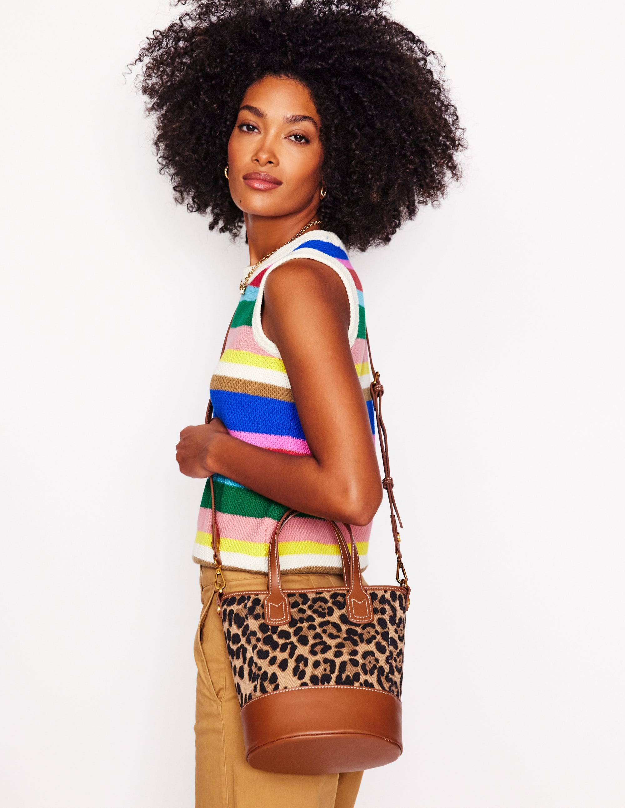 Canvas Mini Bucket Bag-Leopard - Image 2