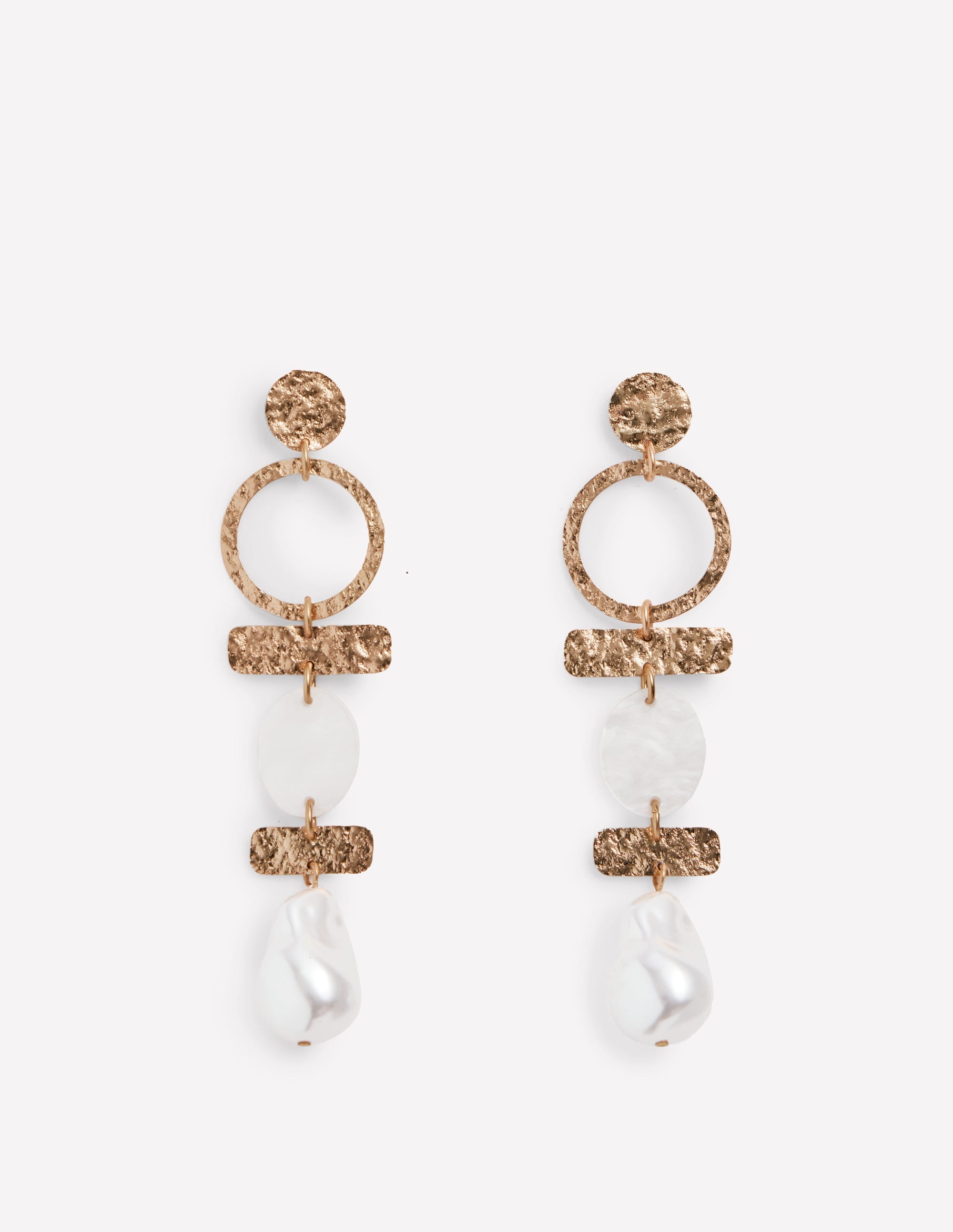 Statement Drop Earrings-Gold Colour/ Faux Pearl - Image 1