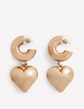 Chunky Heart Hoop Earrings-Gold Colour