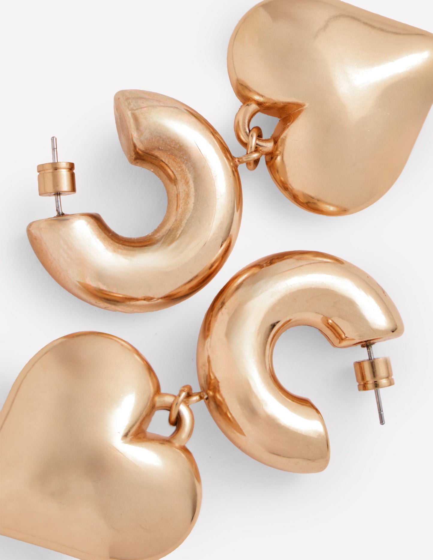 Chunky Heart Hoop Earrings-Gold Colour