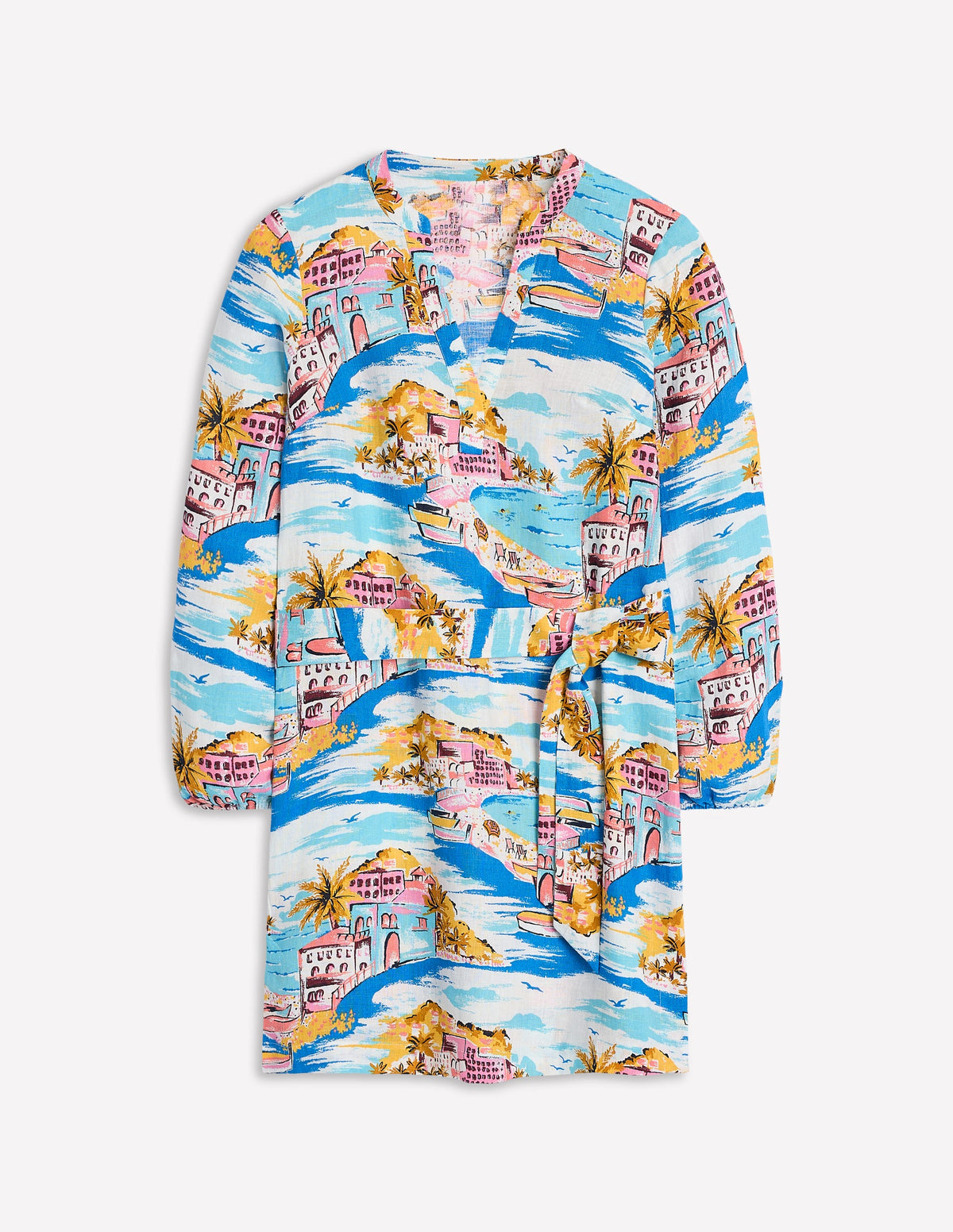 Cleo Linen Tie Waist Dress-Multi, Paradise Bay - Image 5