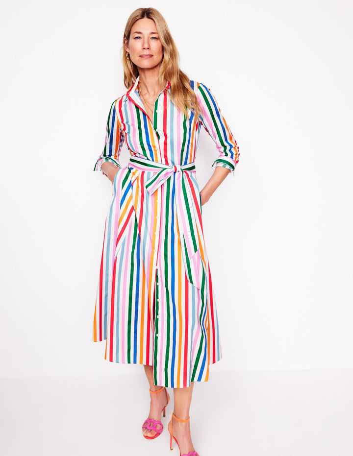 Amy Cotton Midi Shirt Dress-Mauve, Strawberry Tart Rainbow