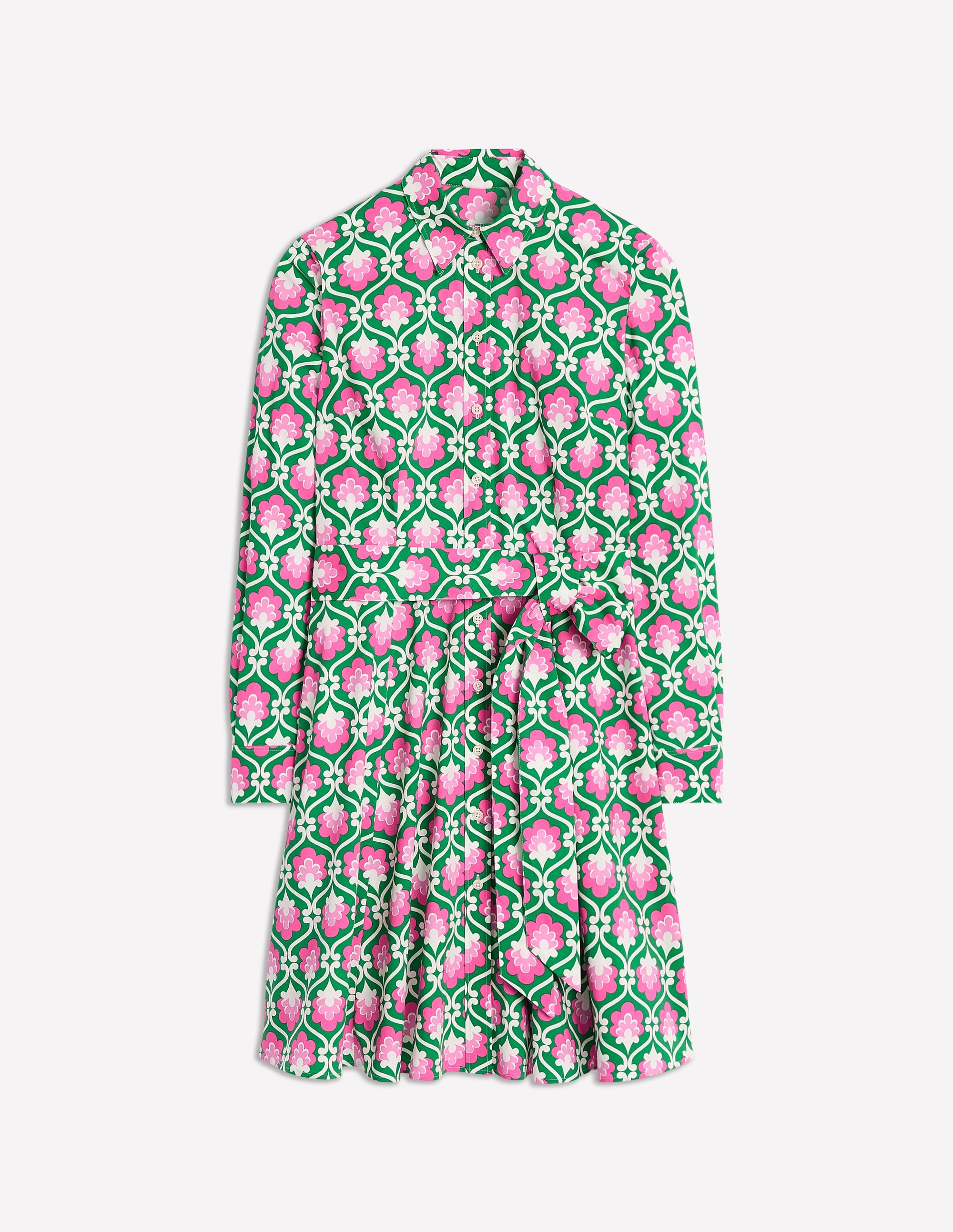 Amy Cotton Short Shirt Dress-Rich Emerald, Ivy Trellis - Image 5