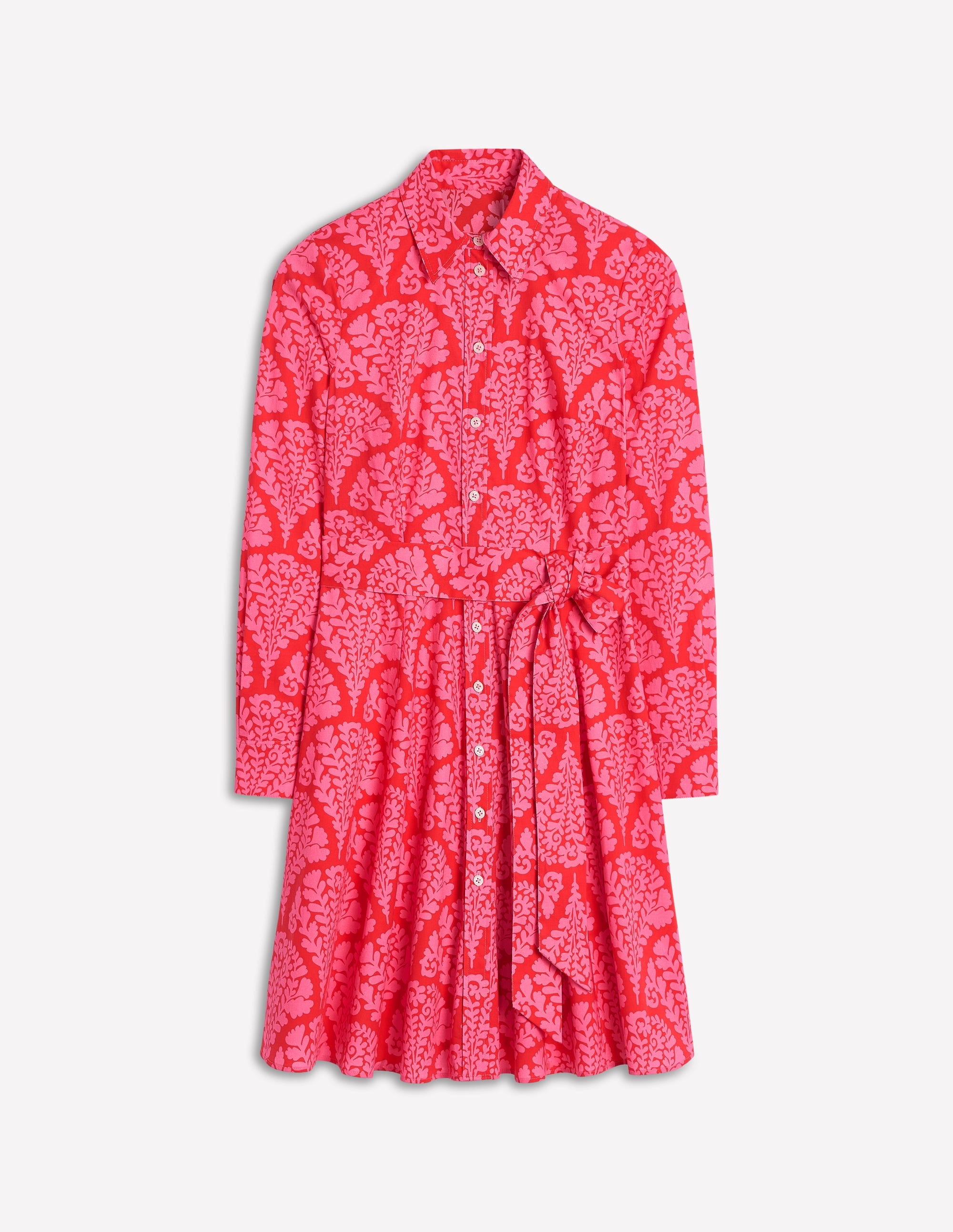 Amy Cotton Short Shirt Dress-Poppy Red, Blossomy - Image 5
