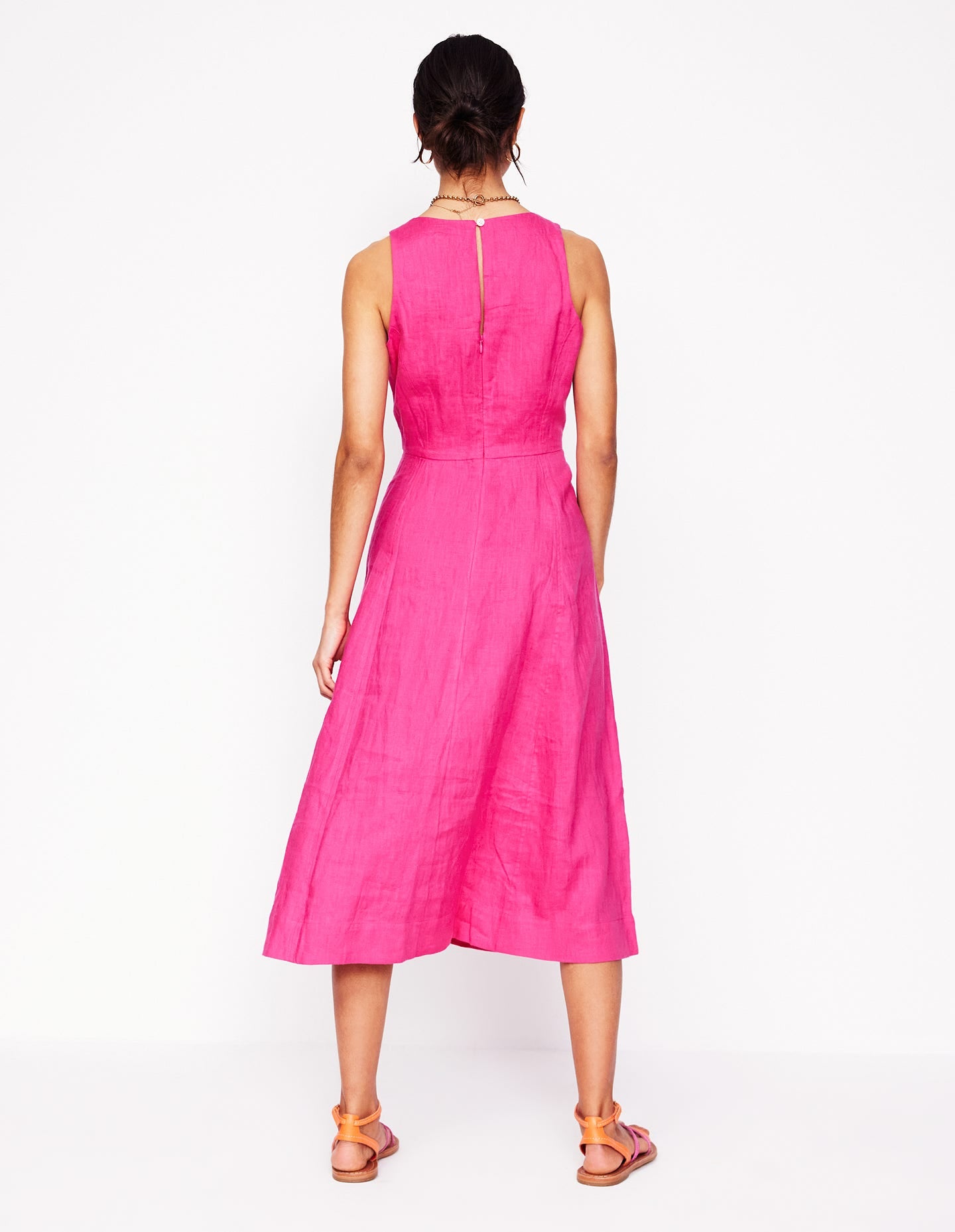 Carla Linen Midi Dress-Pink Peony - Image 4