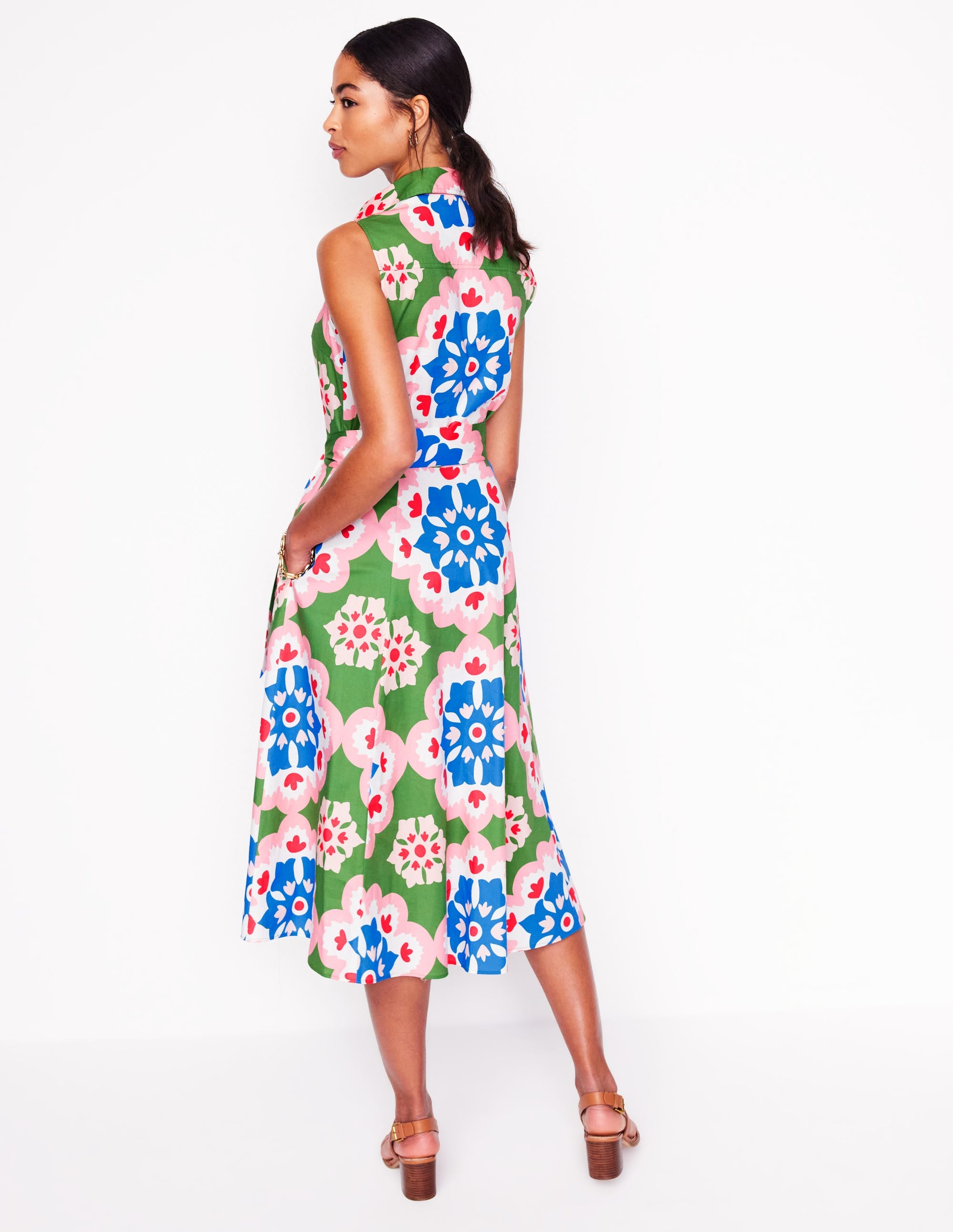Amy Sleeveless Shirt Dress-Multi, Bloom Geo - Image 3