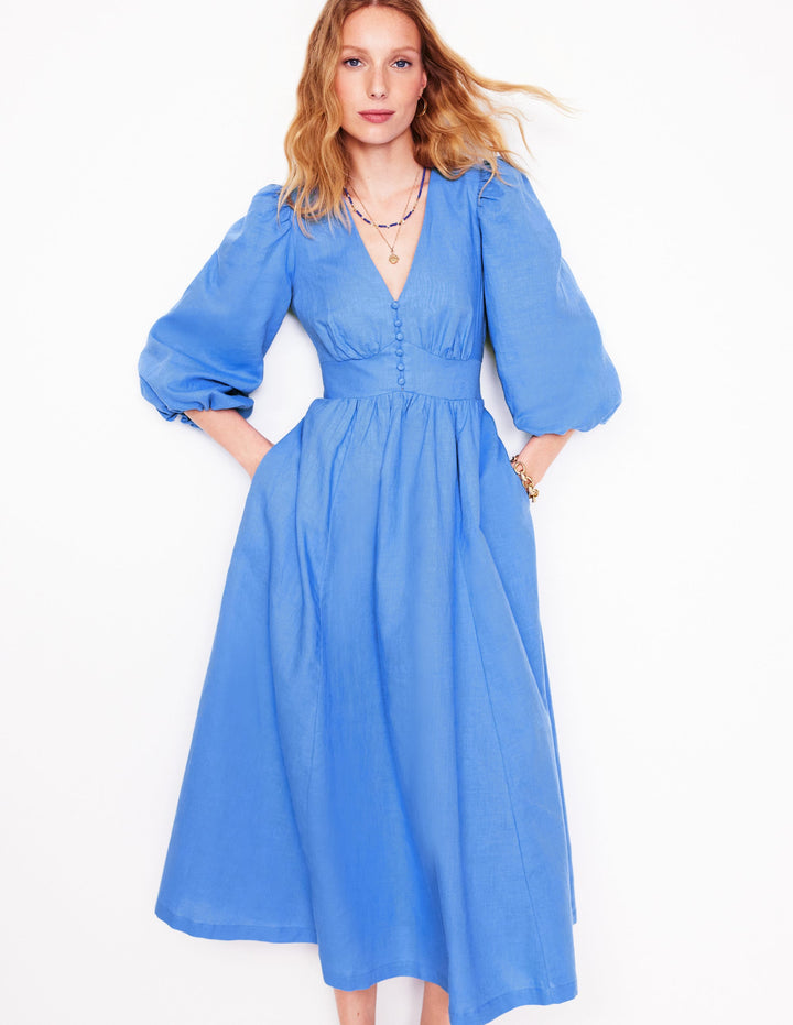 Lola Blouson Maxi Dress-Ocean Blue