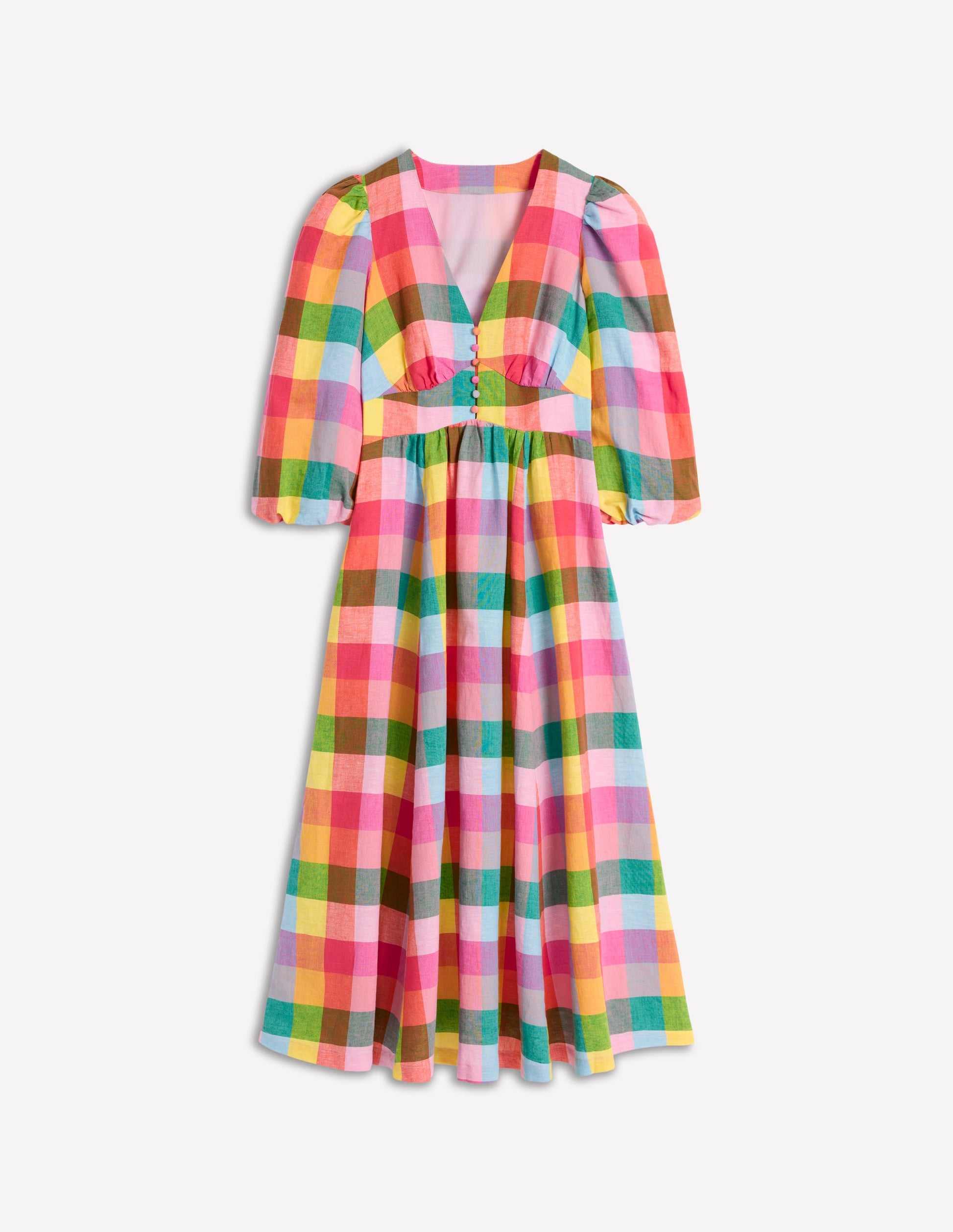 Lola Blouson Maxi Dress-Rainbow Multigingham | Boden UK Lola Blouson Maxi Dress-Rainbow Multigingham | Boden UK