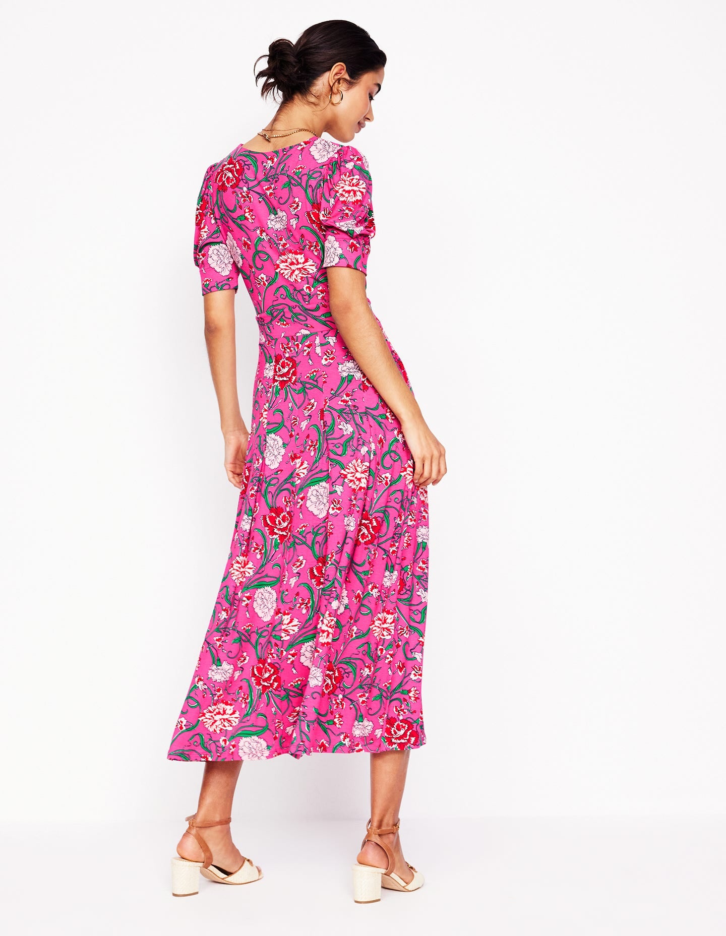 Kristen Pleated Jersey Dress-Pink Yarrow, Carnation Vine - Image 4