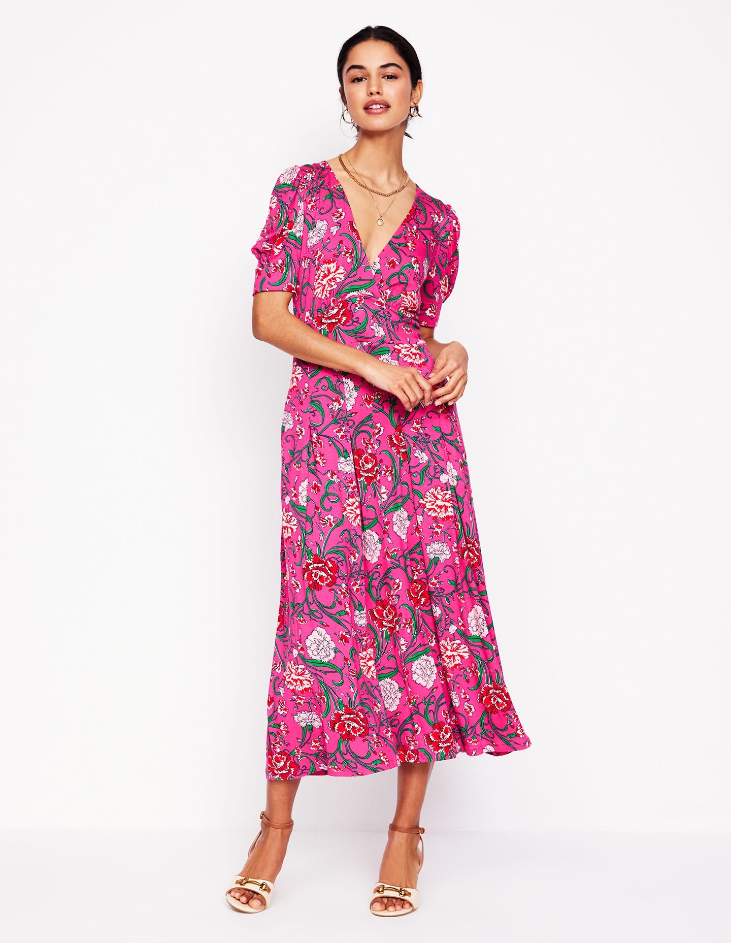 kristen pleated jersey dress Kristen Pleated Jersey Dress - Pink Yarrow, Carnation Vine
