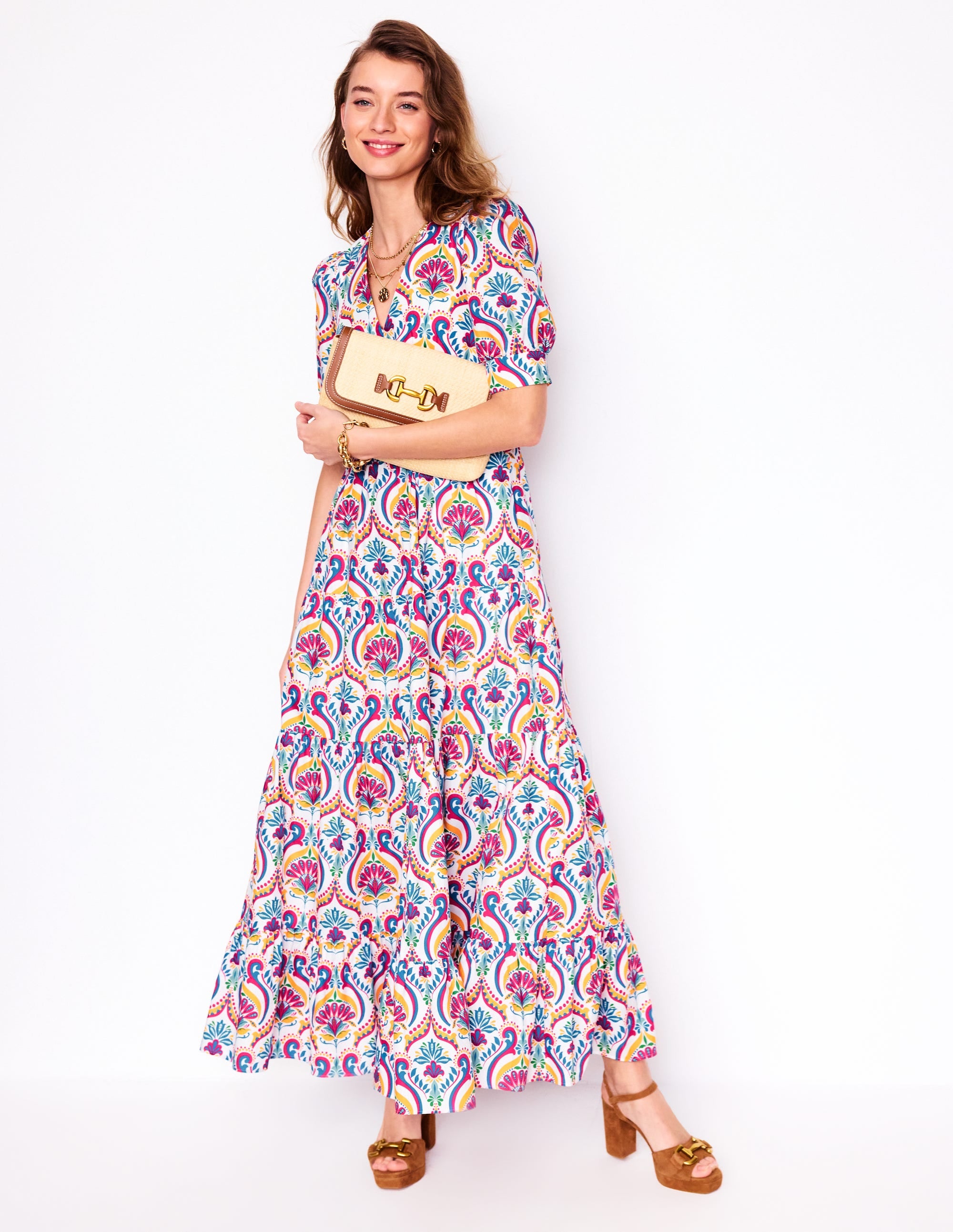 Bella Puff Sleeve Maxi Dress-Multi, Ornamental Floral - Image 1