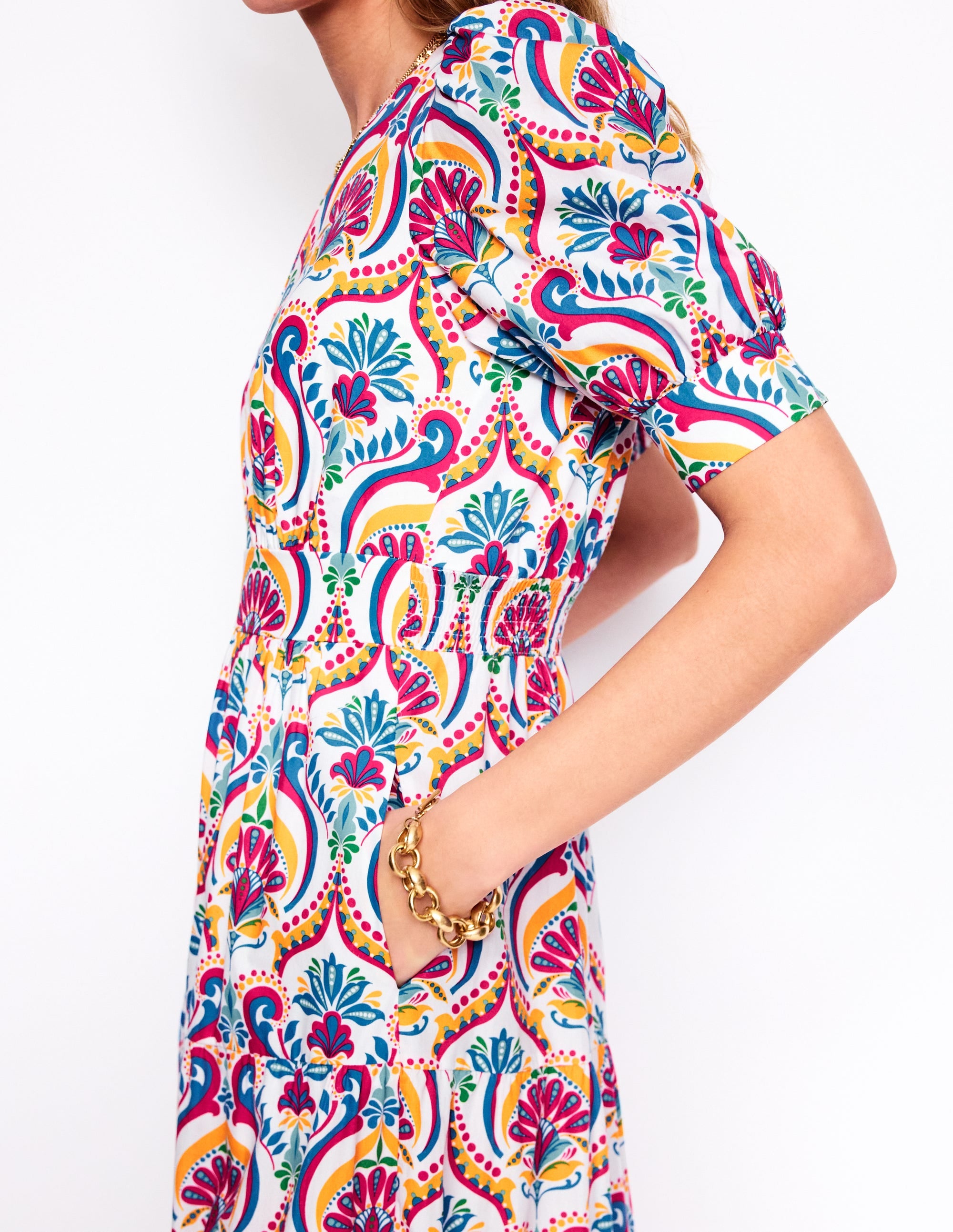 Bella Puff Sleeve Maxi Dress-Multi, Ornamental Floral - Image 3