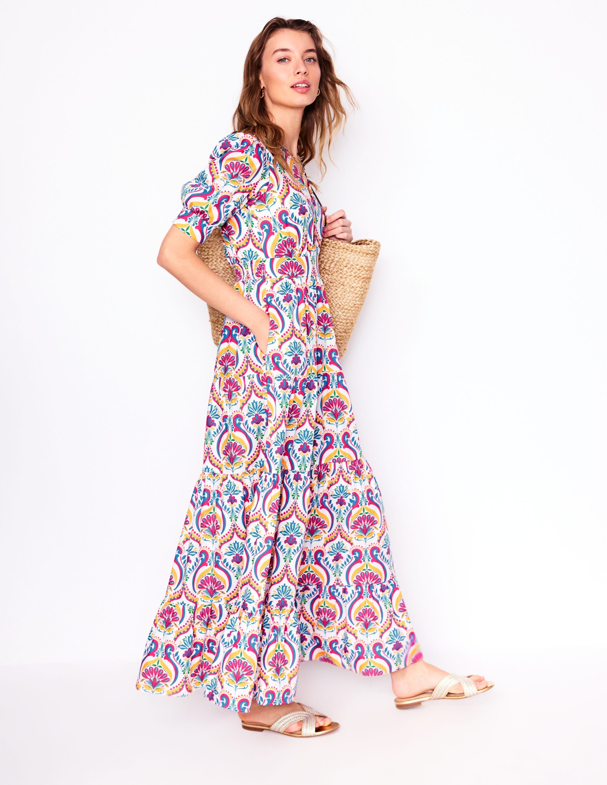 Bella Puff Sleeve Maxi Dress-Multi, Ornamental Floral - Image 6