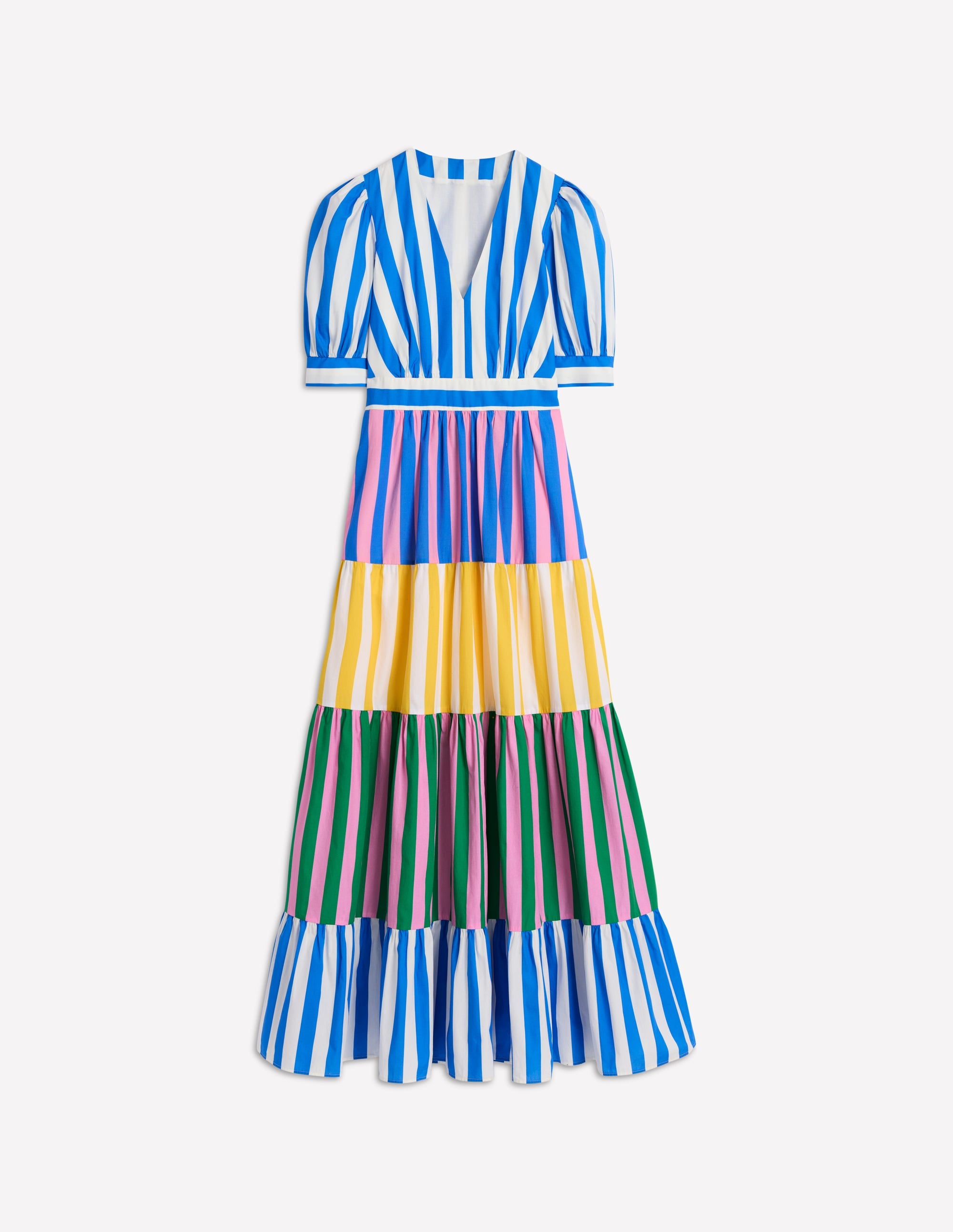 Bella Puff Sleeve Maxi Dress-Kingfisher Blue Stripe - Image 7